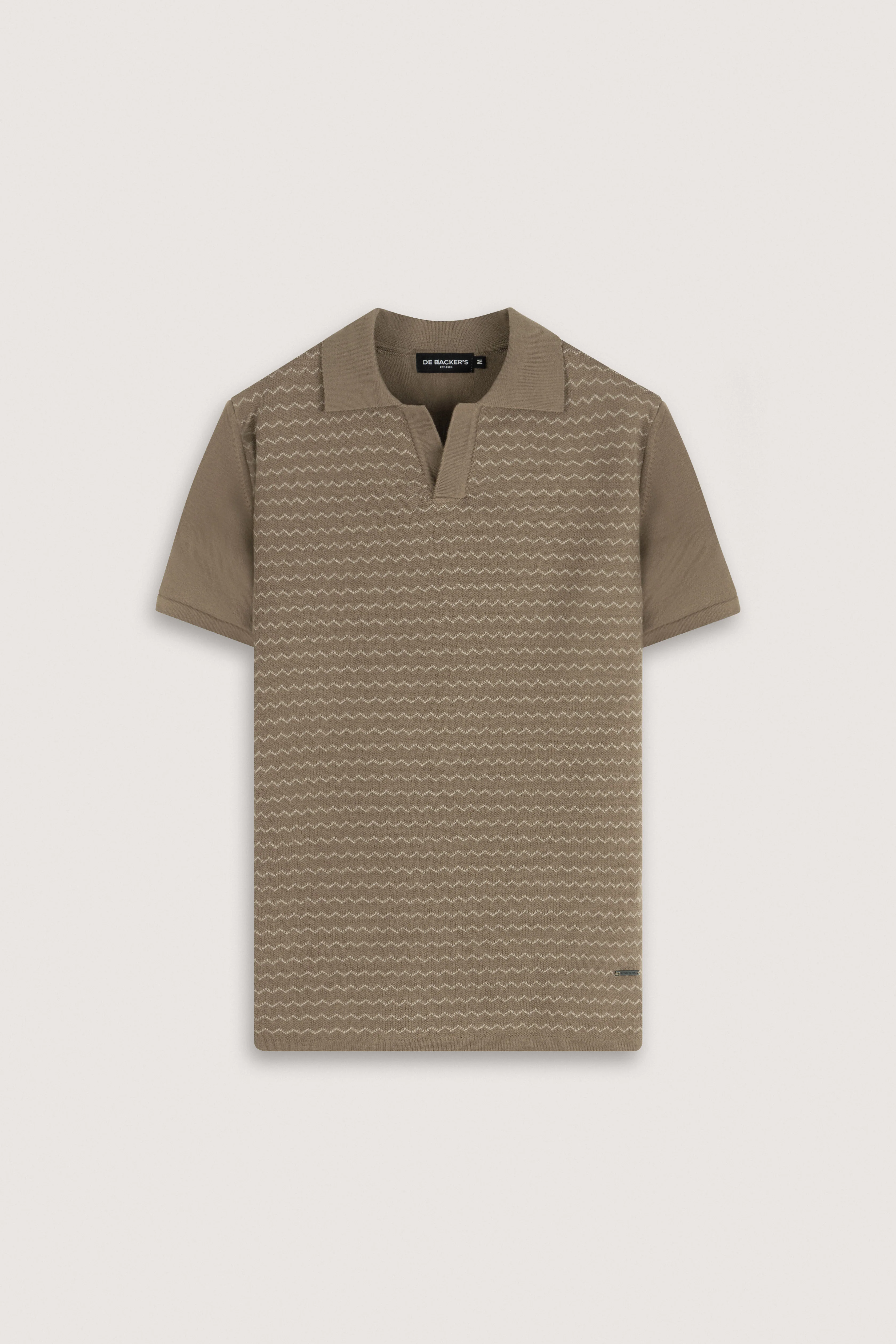 Mocha Striped Knitted V-Neck Polo Shirt