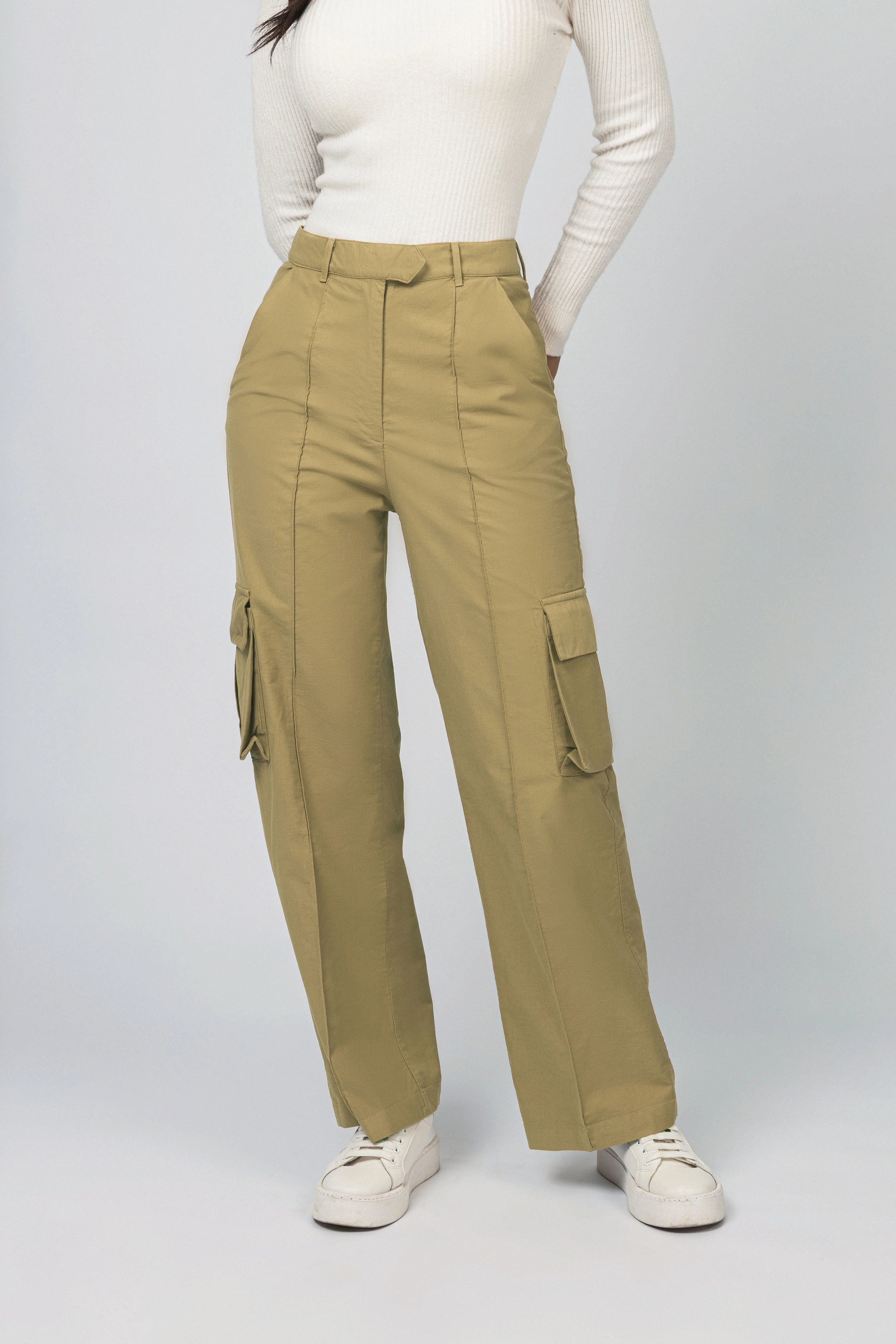 Mustard Gabardine Cargo pants - Image 3