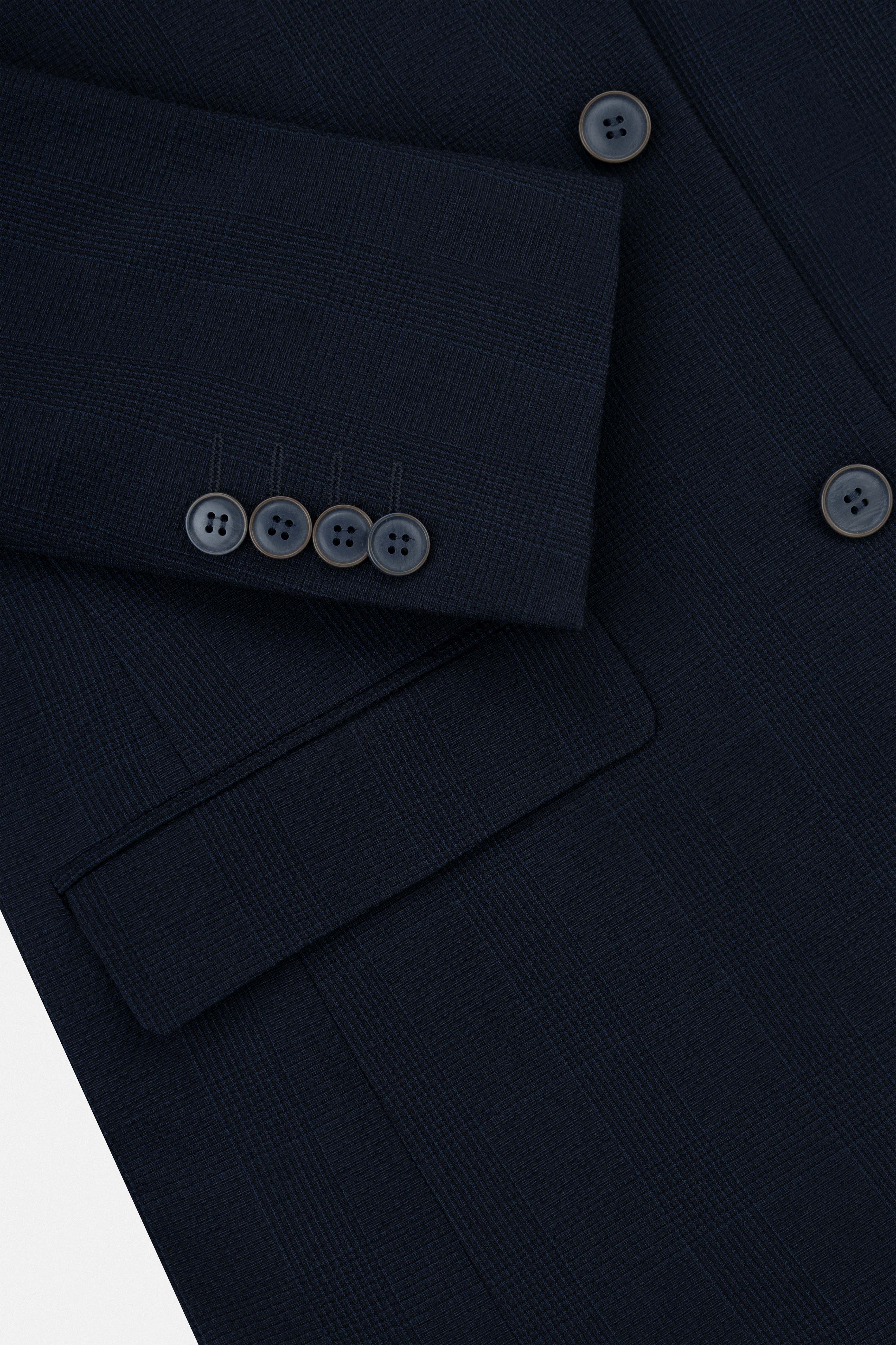 Navy Checked Casual Blazer - Image 3