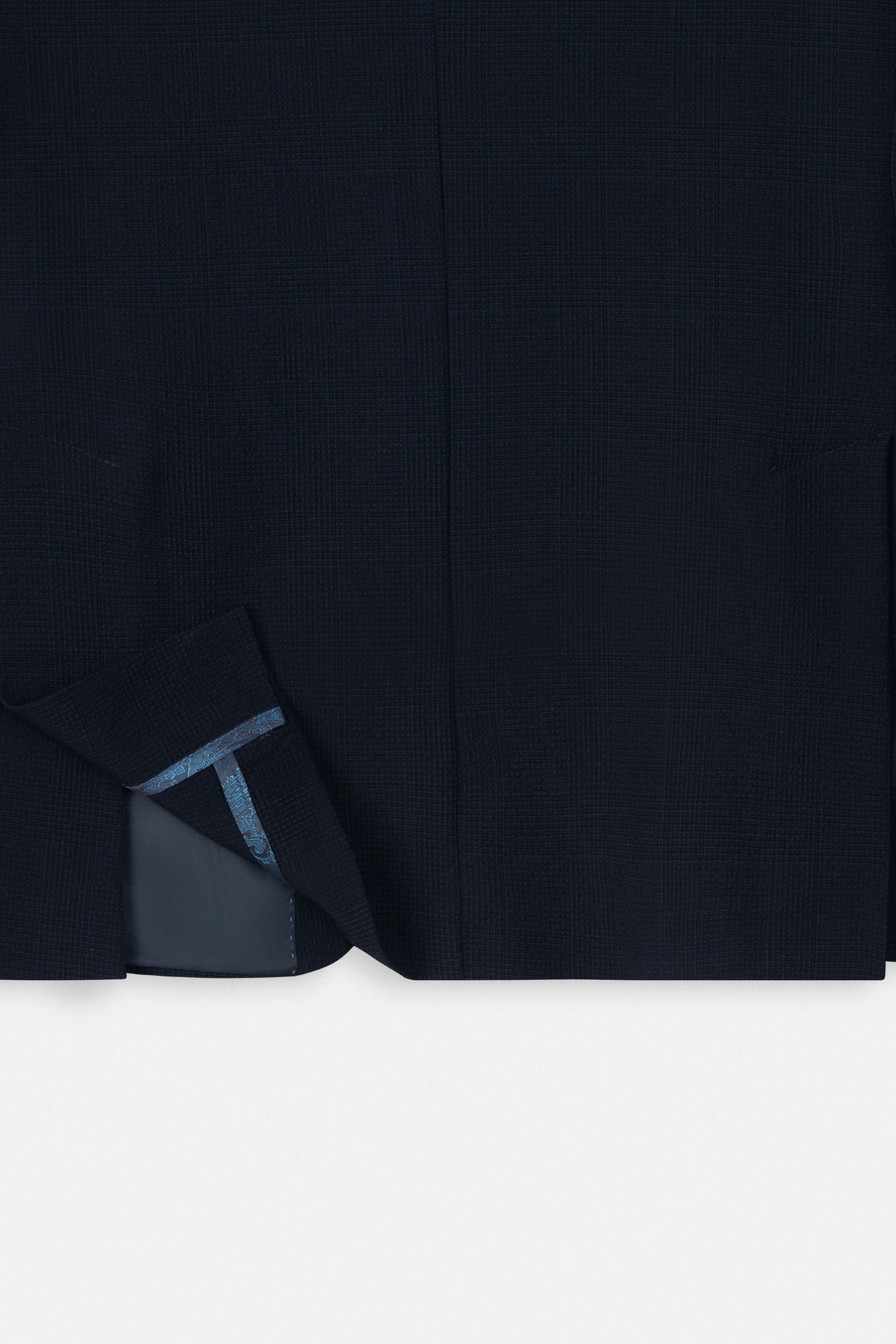 Navy Checked Casual Blazer - Image 5