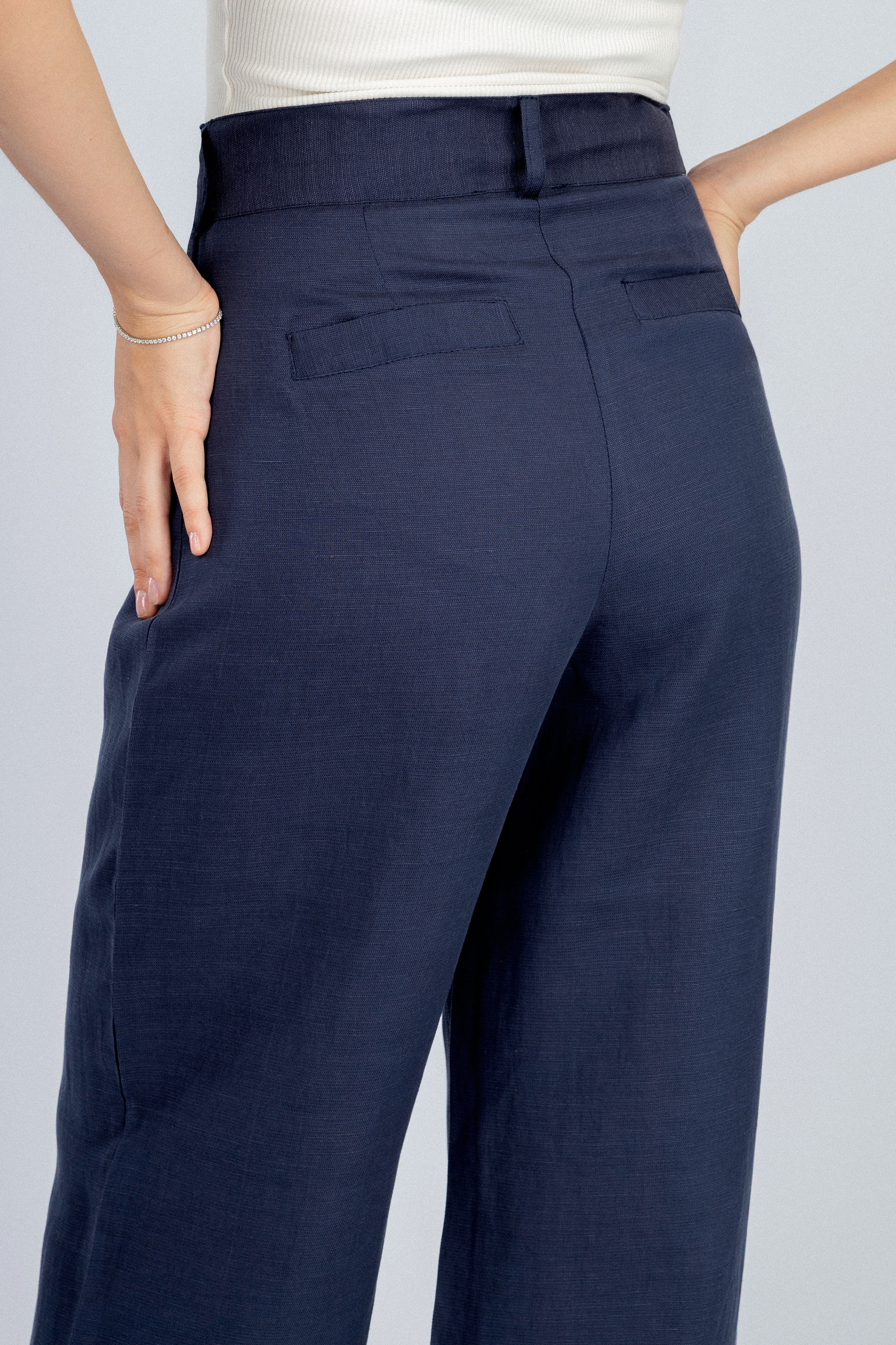 Navy Linen Feel Womens Suit - Image 7