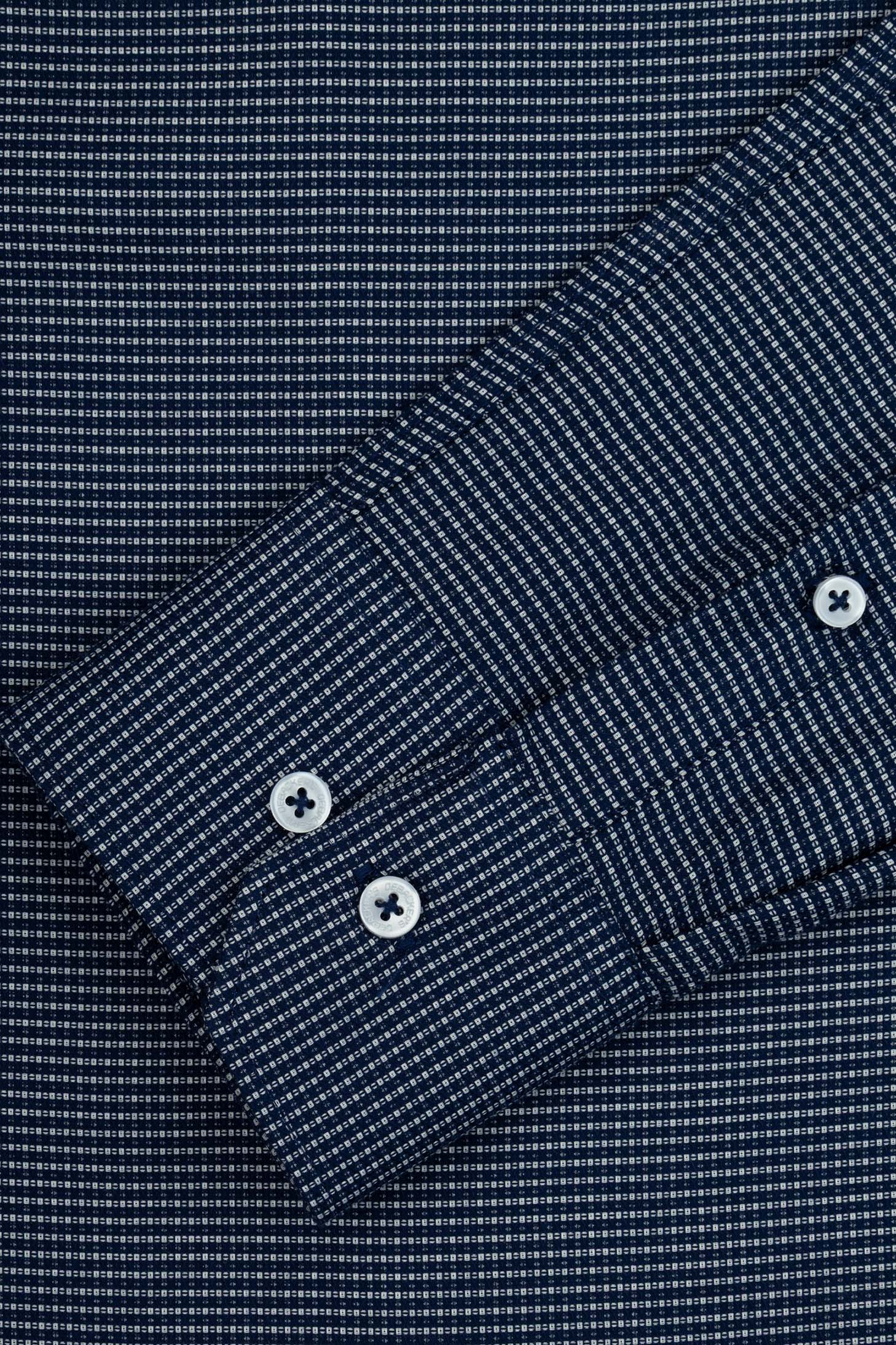 Navy Patterned Smart Casual Shirt - Image 3