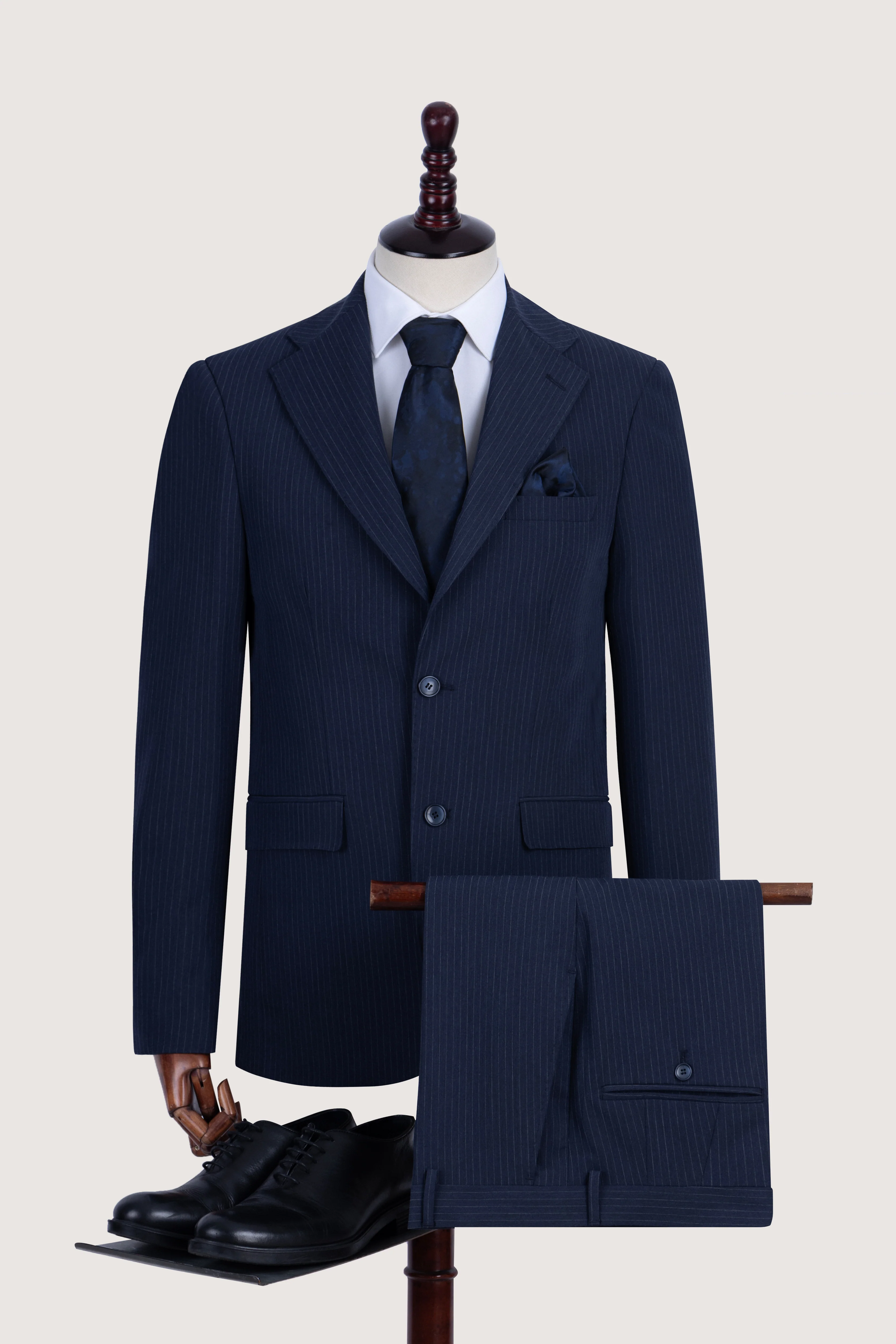 Navy Striped Formal Suit