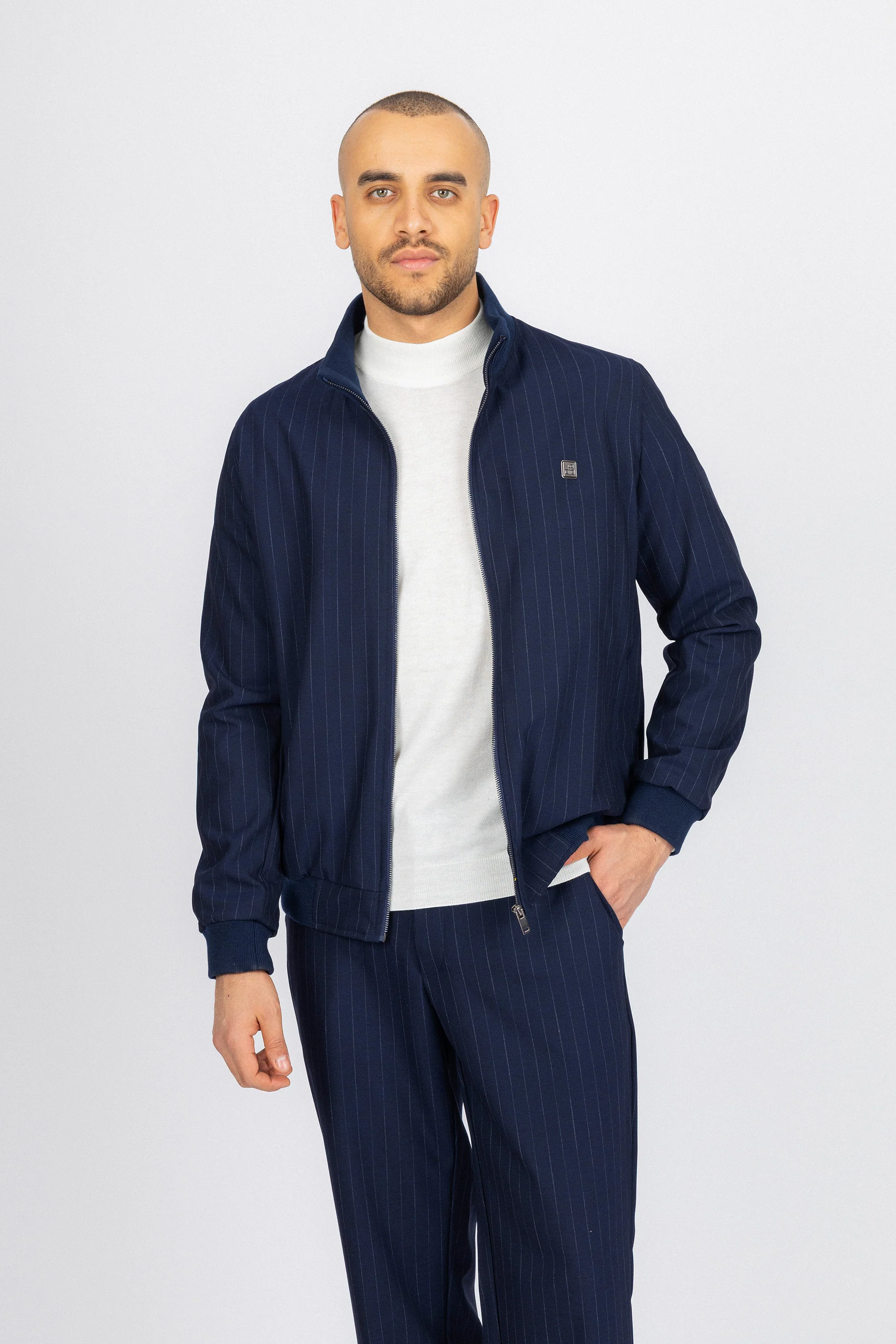 Navy Striped Mens Casual Set - Image 2