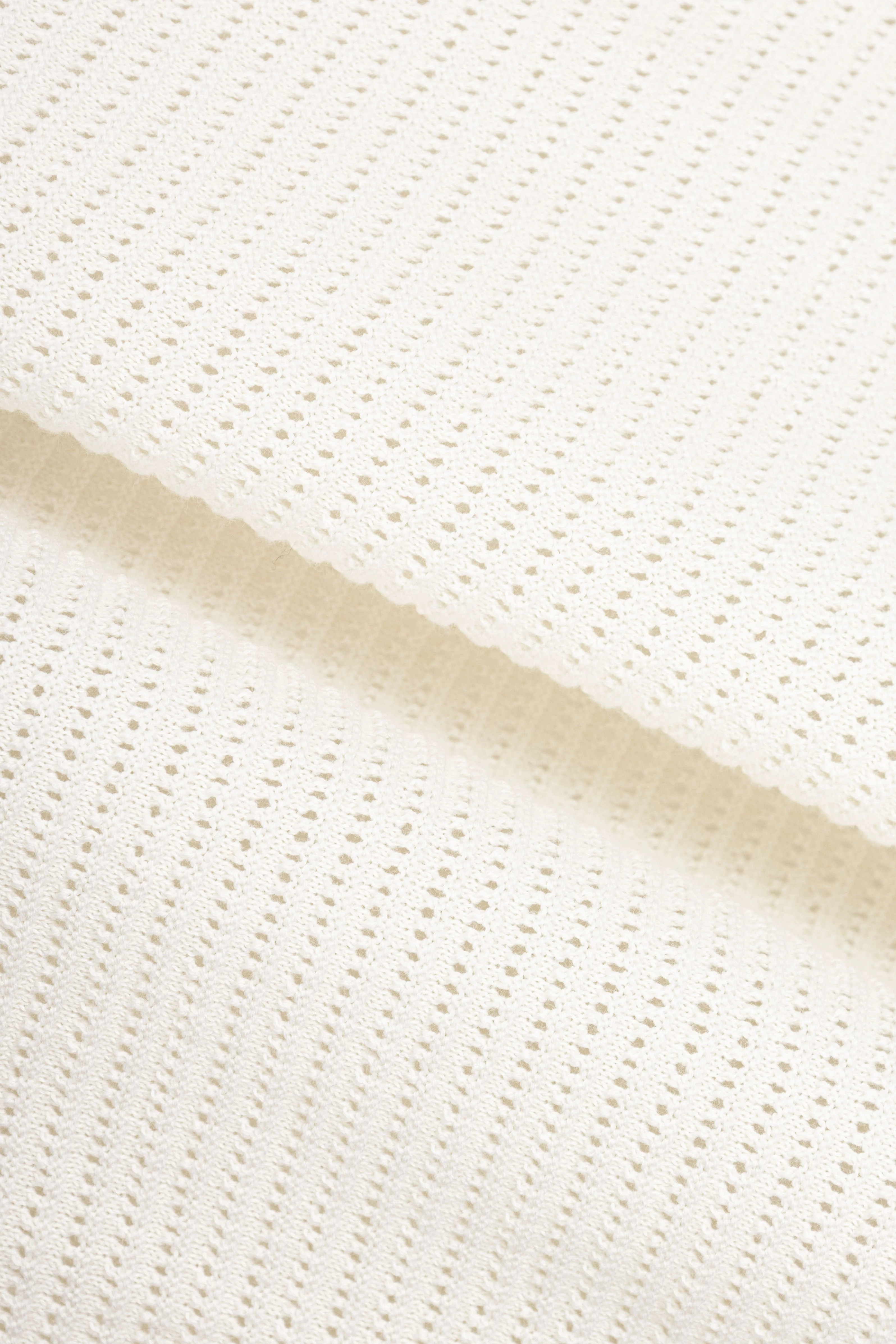 Off White Open-Stitch Knitted Polo - Image 5