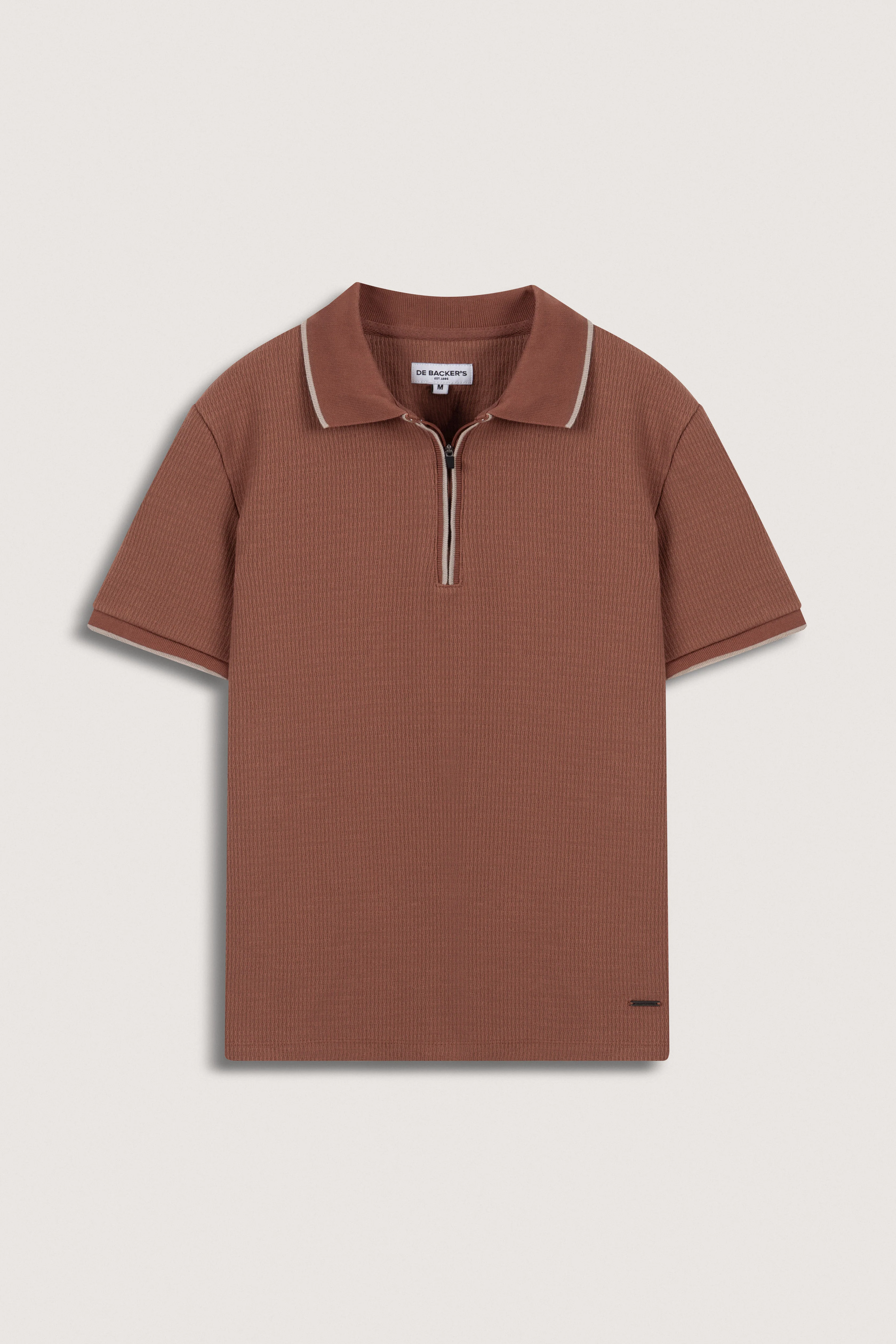Old Brick Jacquard Zip-Up Polo