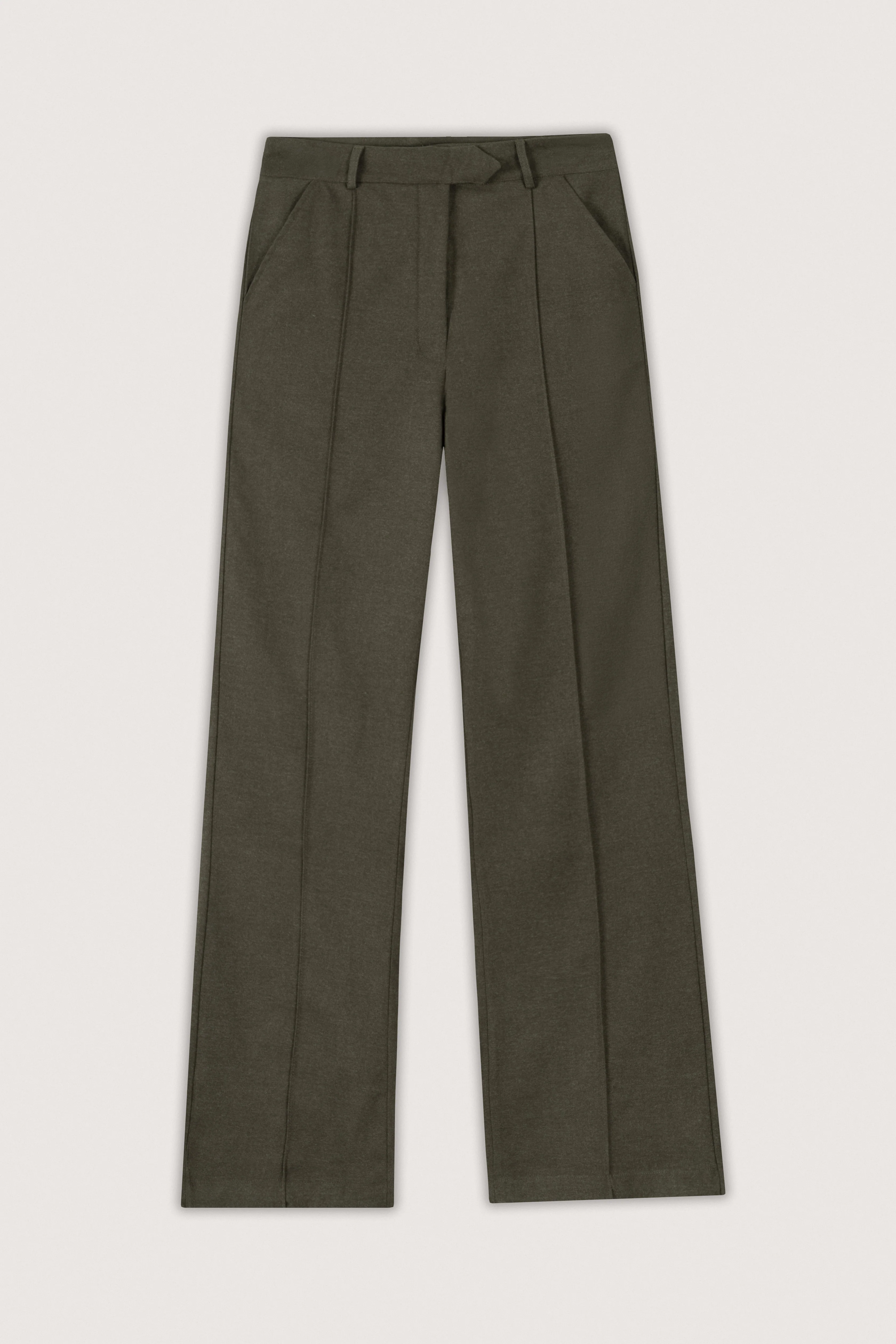 Olive Wool Feel Classic Womens Pants