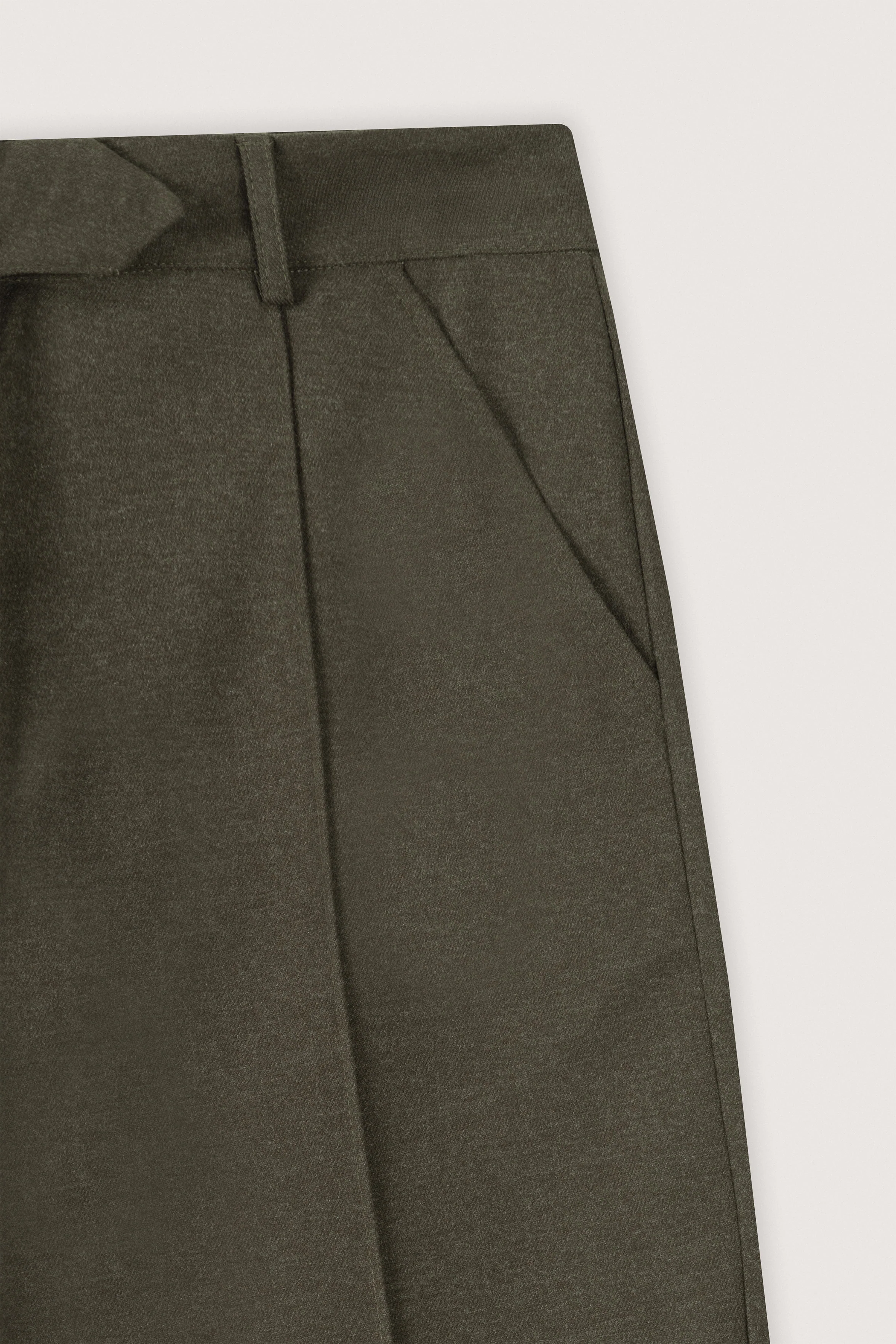 Olive Wool Feel Classic Womens Pants - Image 3