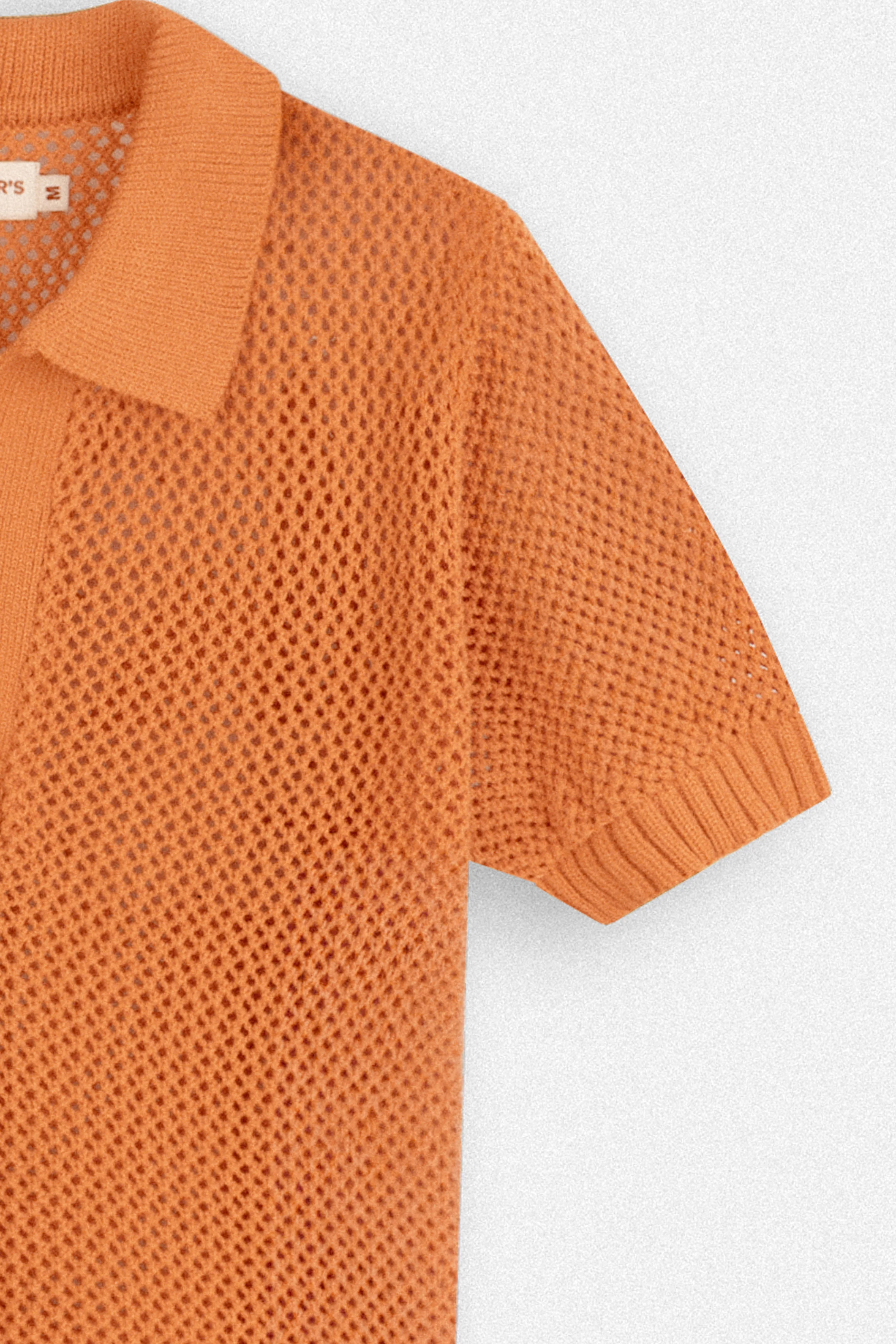 Orange Crochet-Style Knitted Womens T-Shirt - Image 7