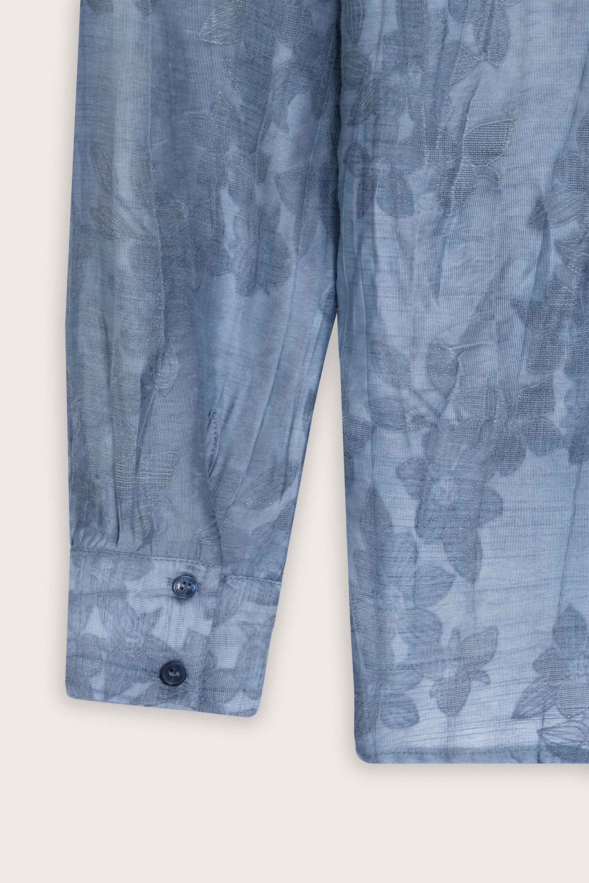 Oslo Blue Embroidered Ruffle Women's Shirt - Image 4