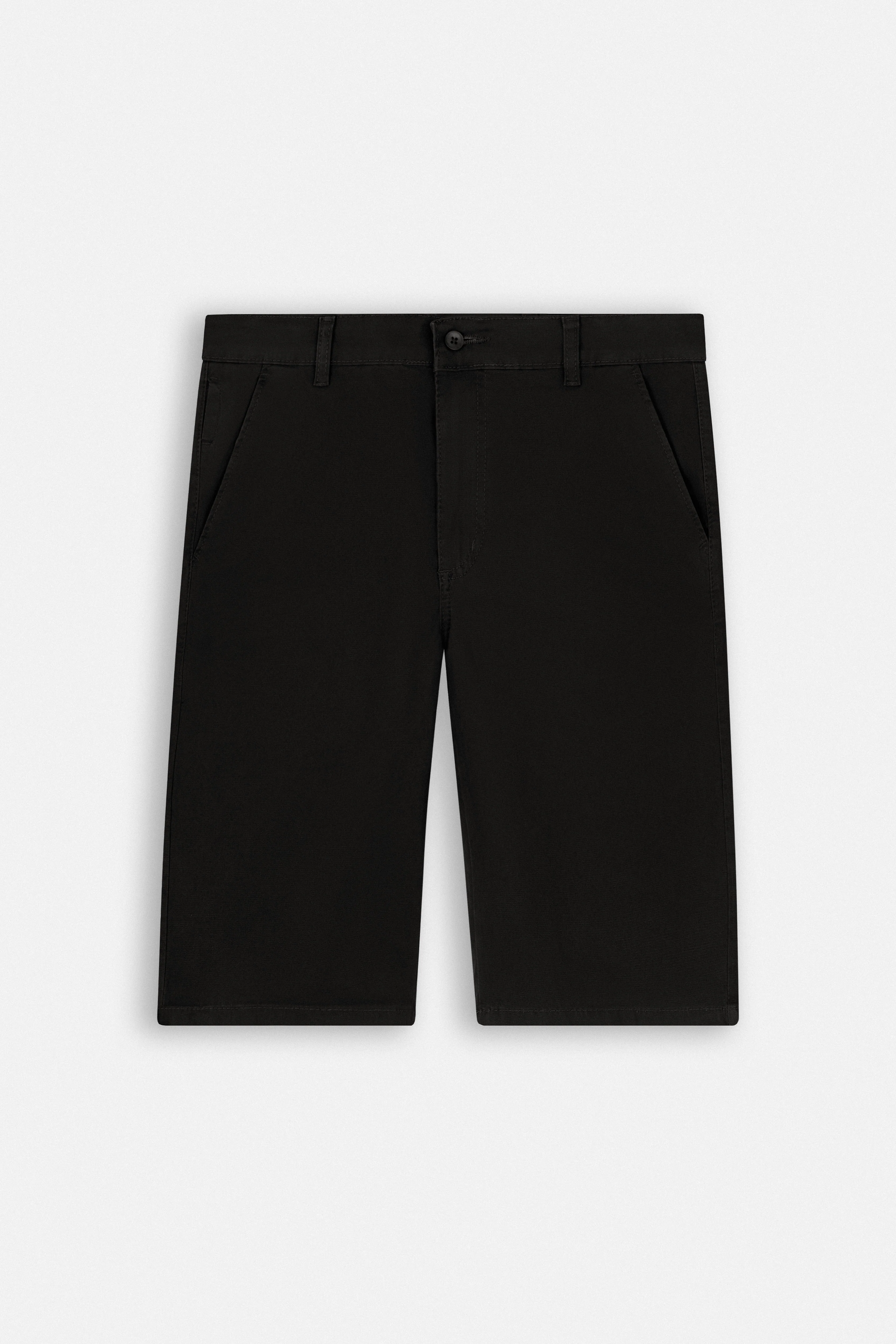 Patterned Black Gabardine Short