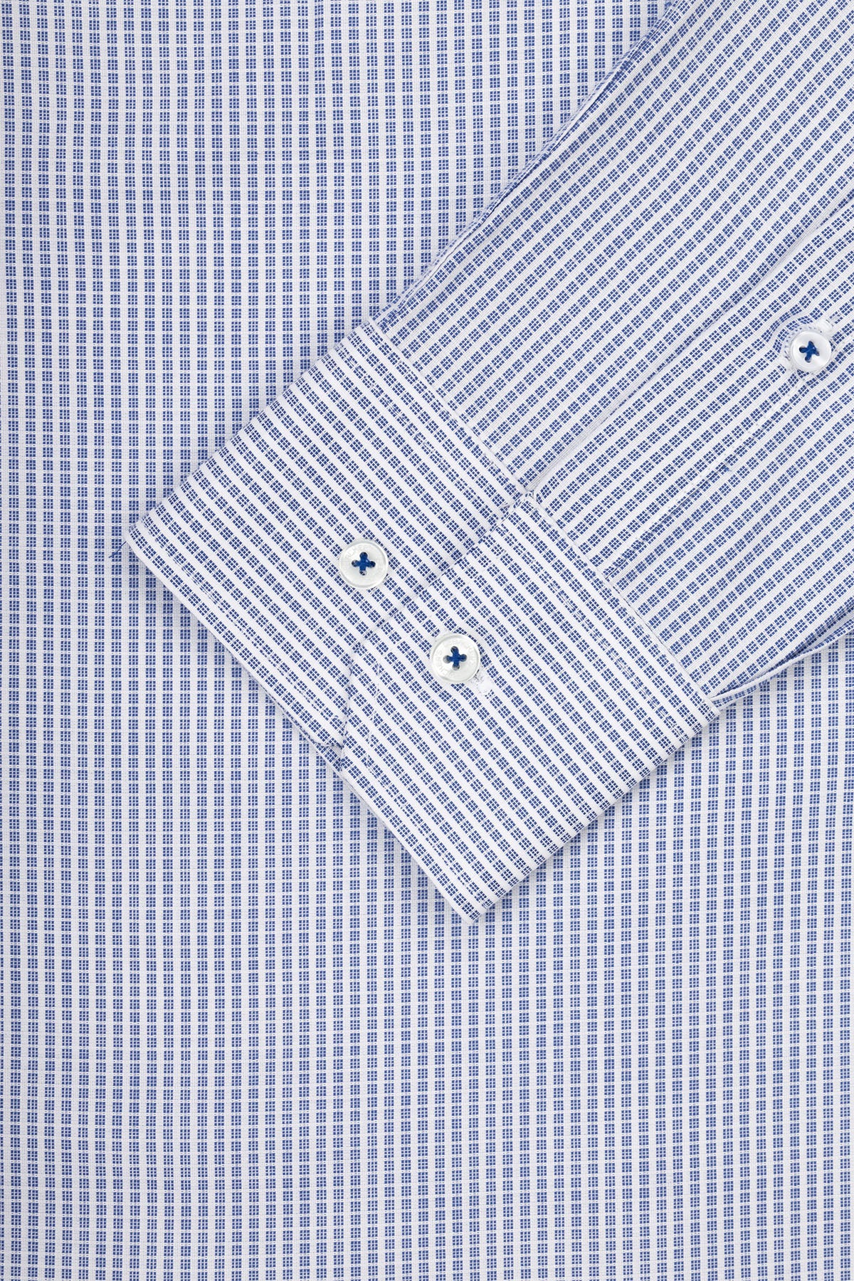 Patterned Blue Smart Casual Shirt - Image 3