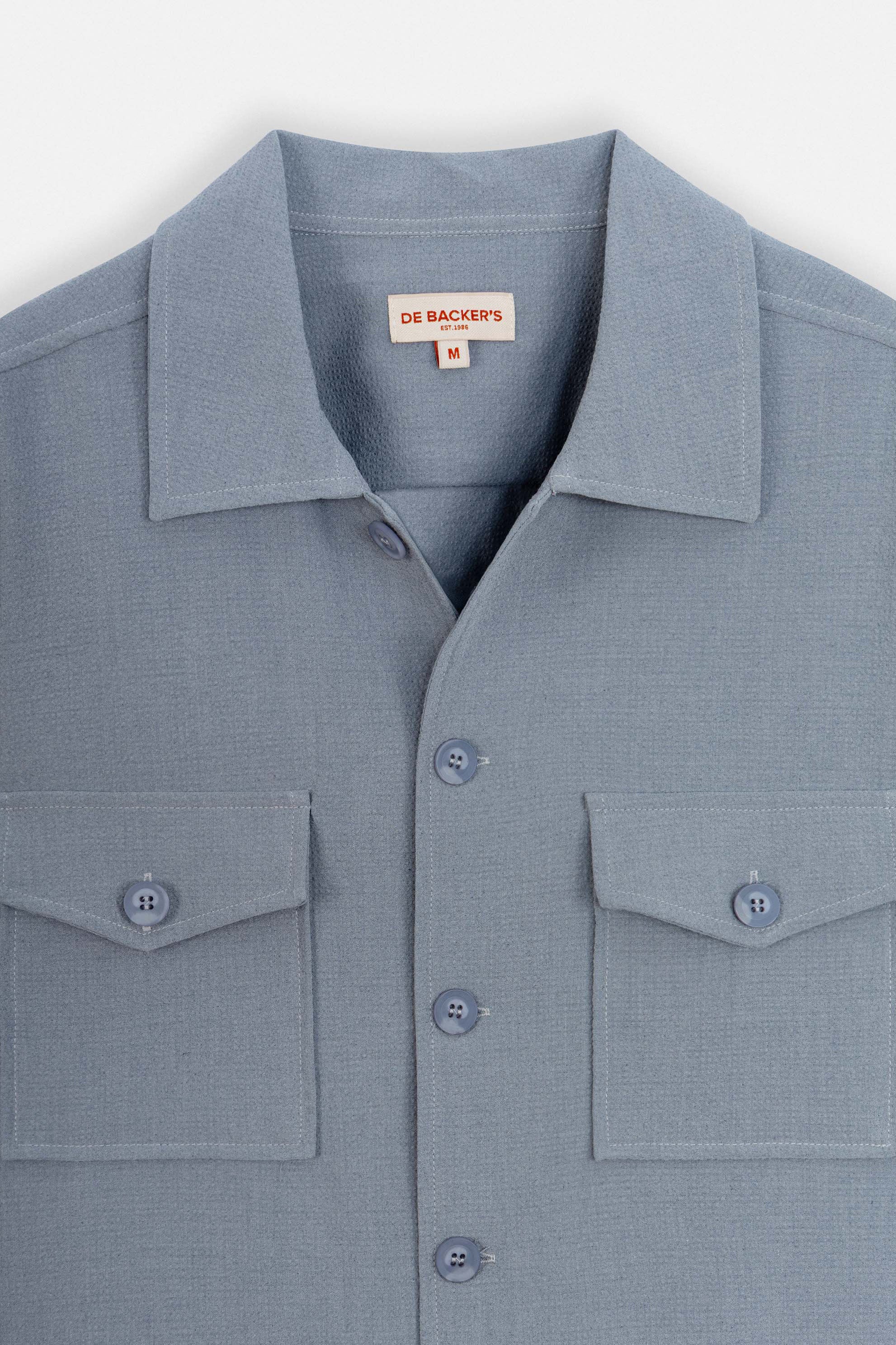Patterned Gray Button-Up Over-Shirt - Image 2