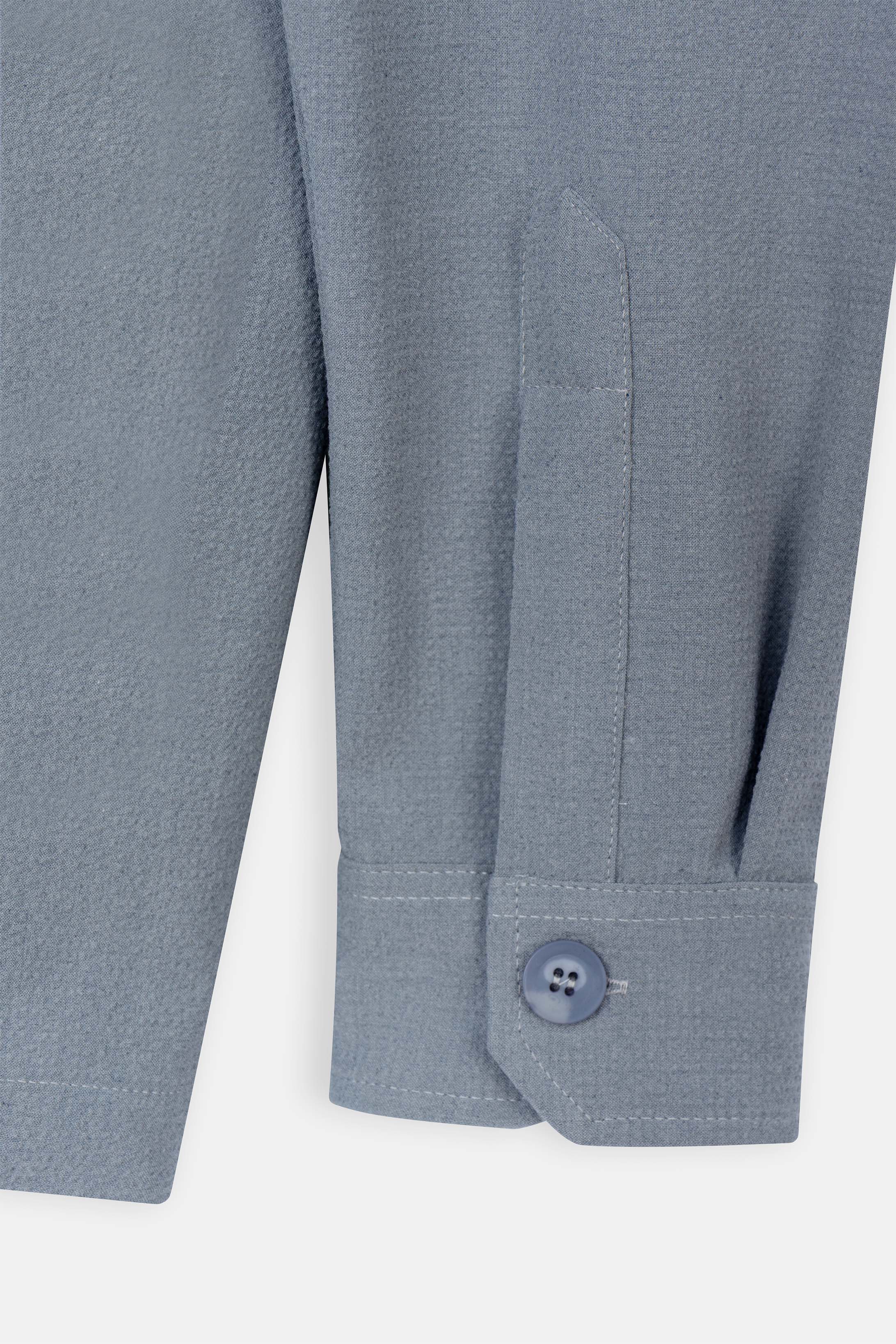 Patterned Gray Button-Up Over-Shirt - Image 5
