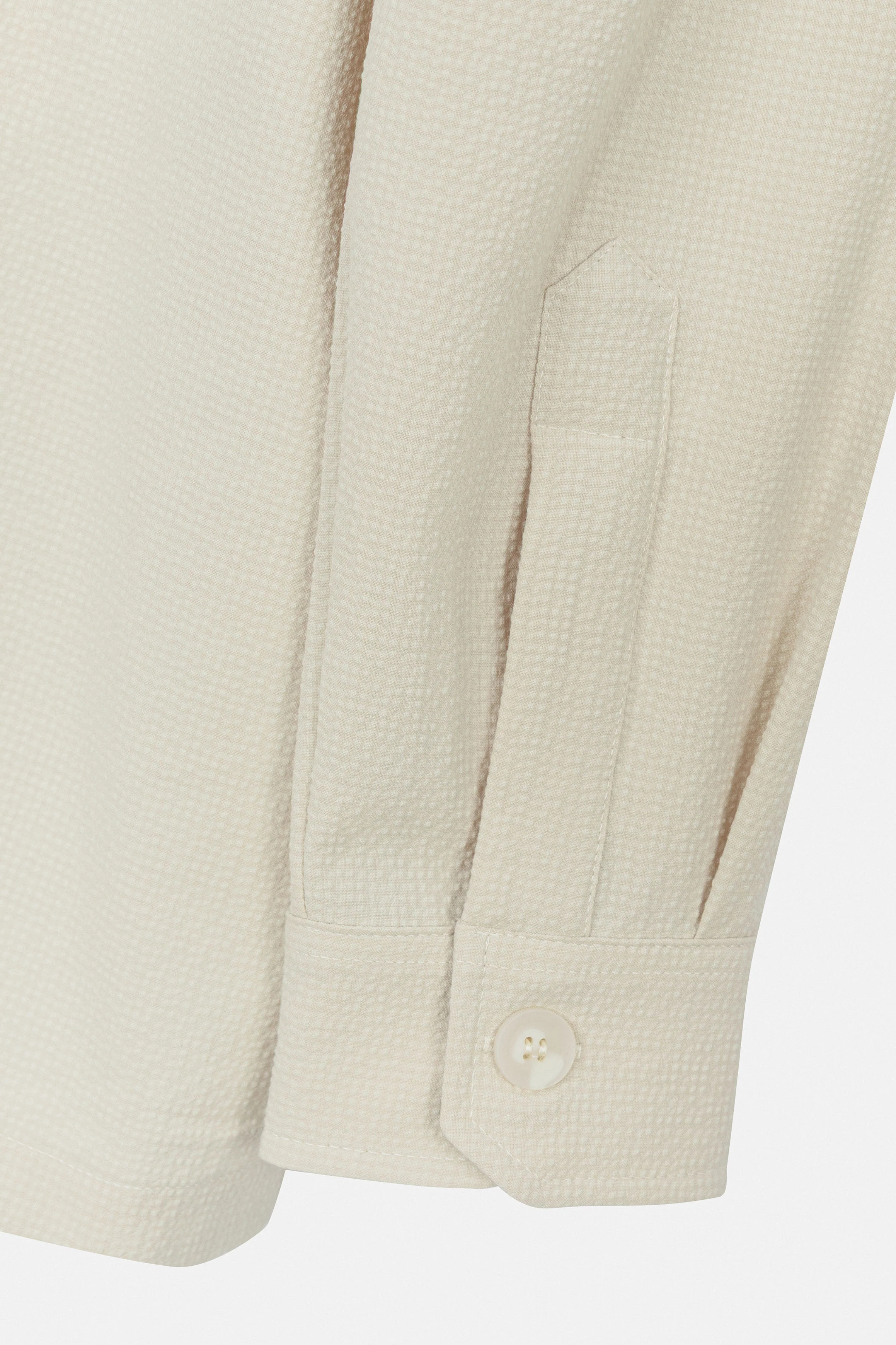 Patterned Light Beige Button-Up Over-Shirt - Image 4