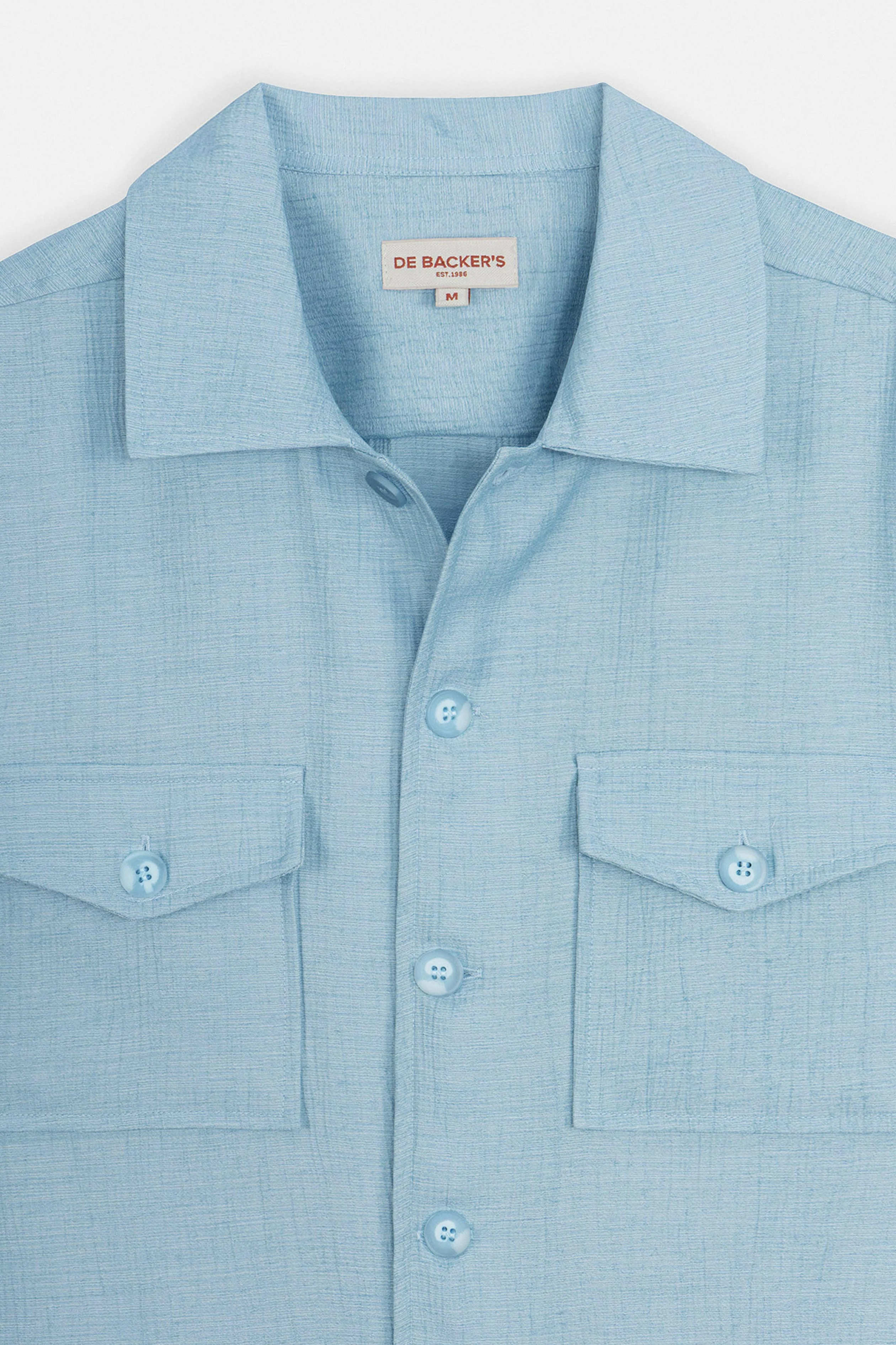 Patterned Light Blue Button-Up Over-Shirt - Image 2