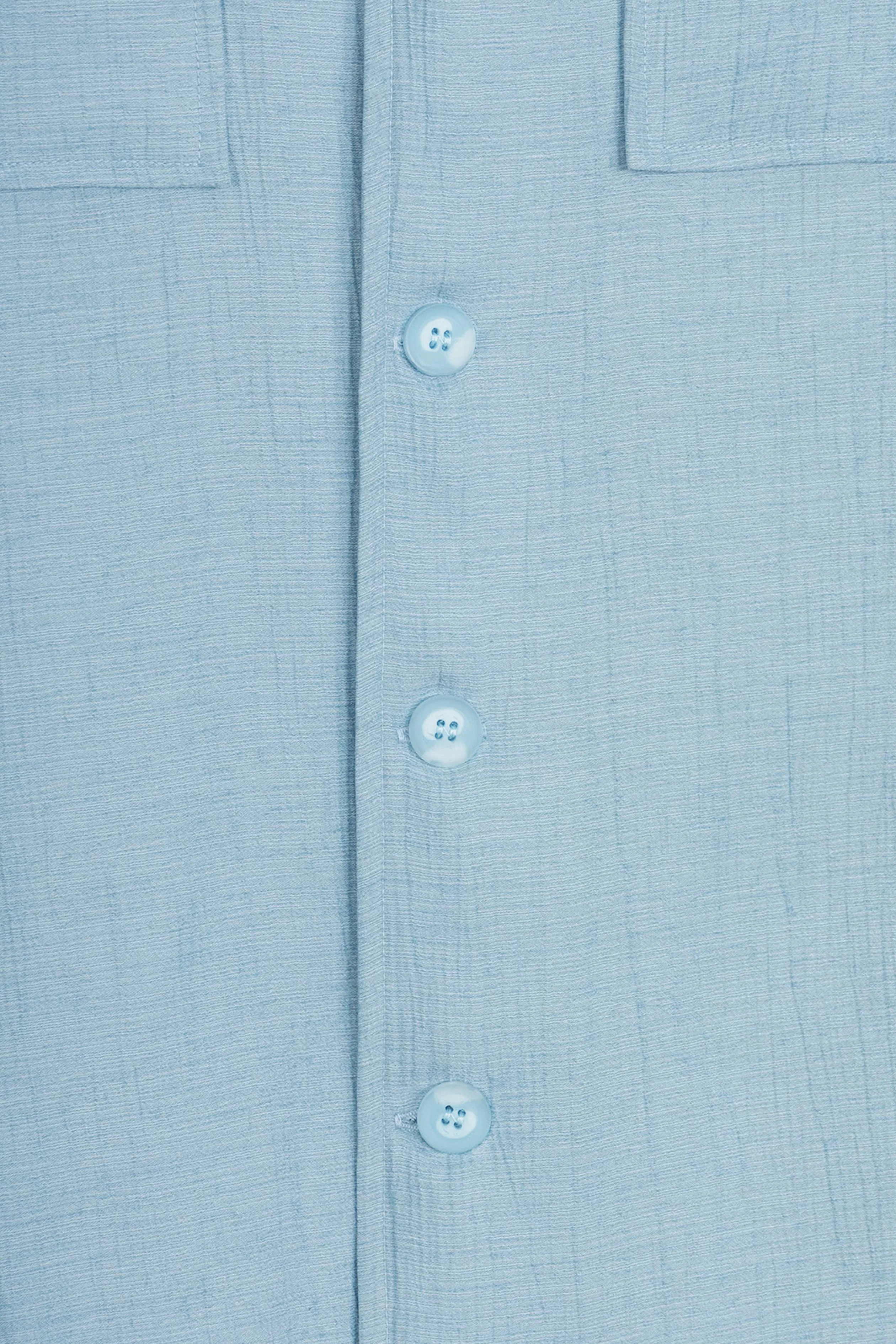 Patterned Light Blue Button-Up Over-Shirt - Image 3