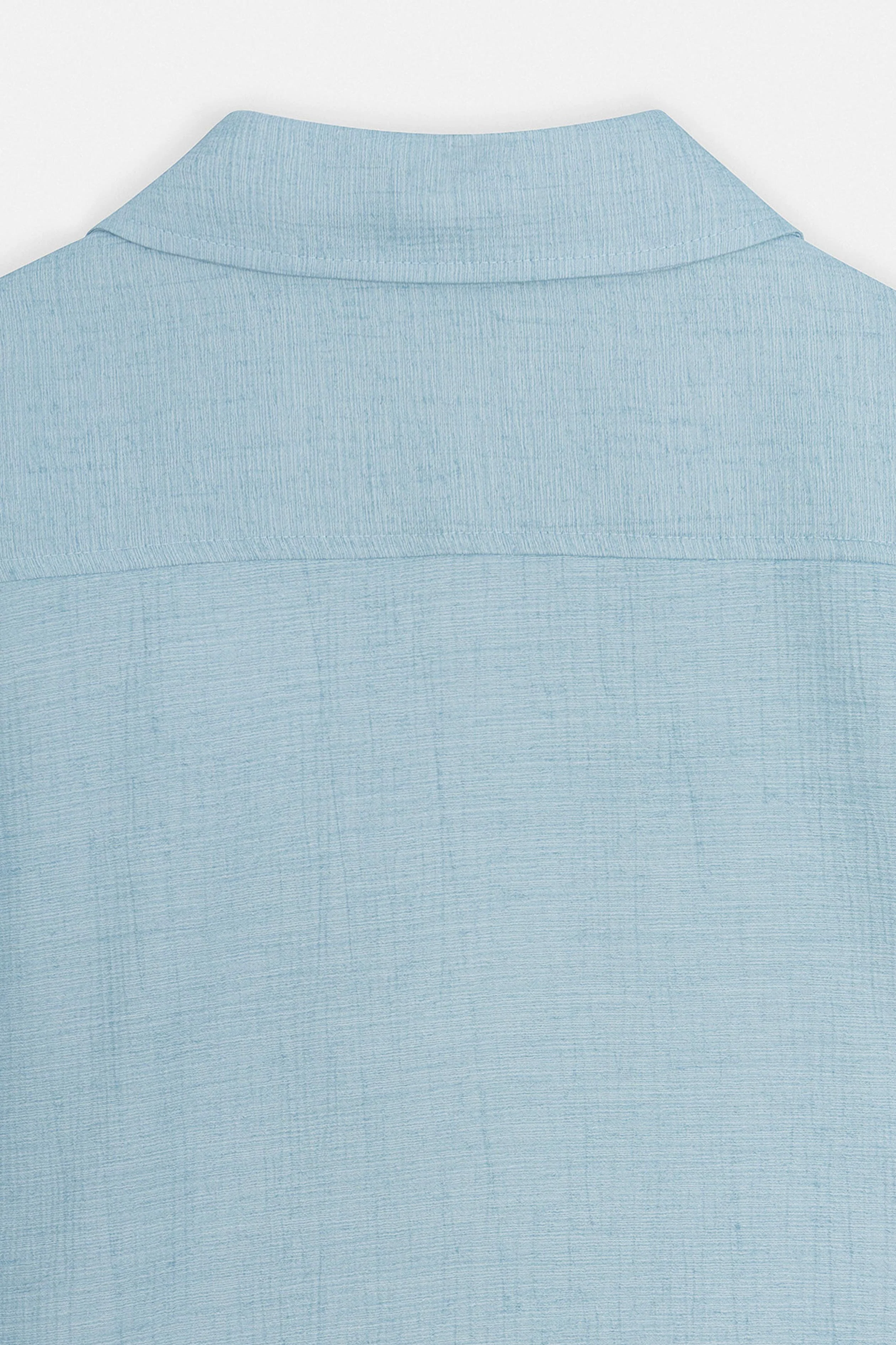 Patterned Light Blue Button-Up Over-Shirt - Image 4