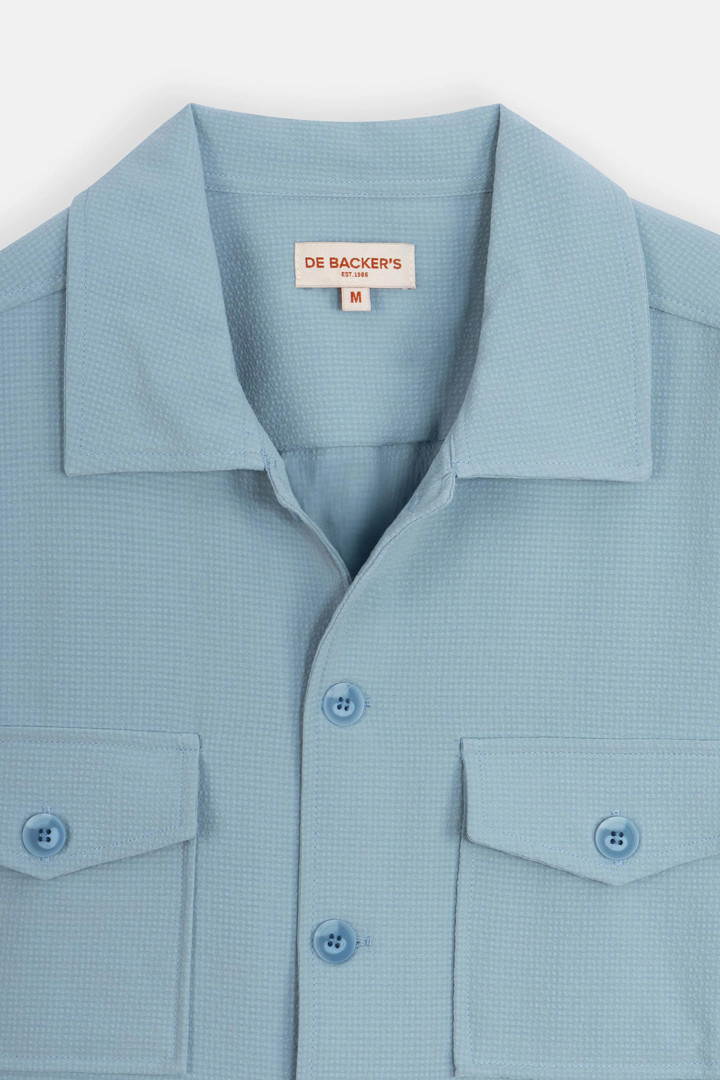 Patterned Light Blue Button-Up Over-Shirt - Image 5