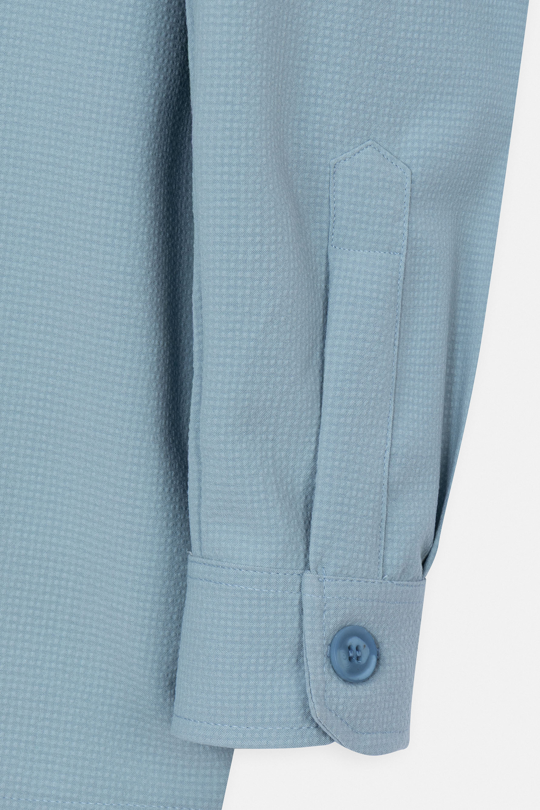 Patterned Light Blue Button-Up Over-Shirt - Image 7