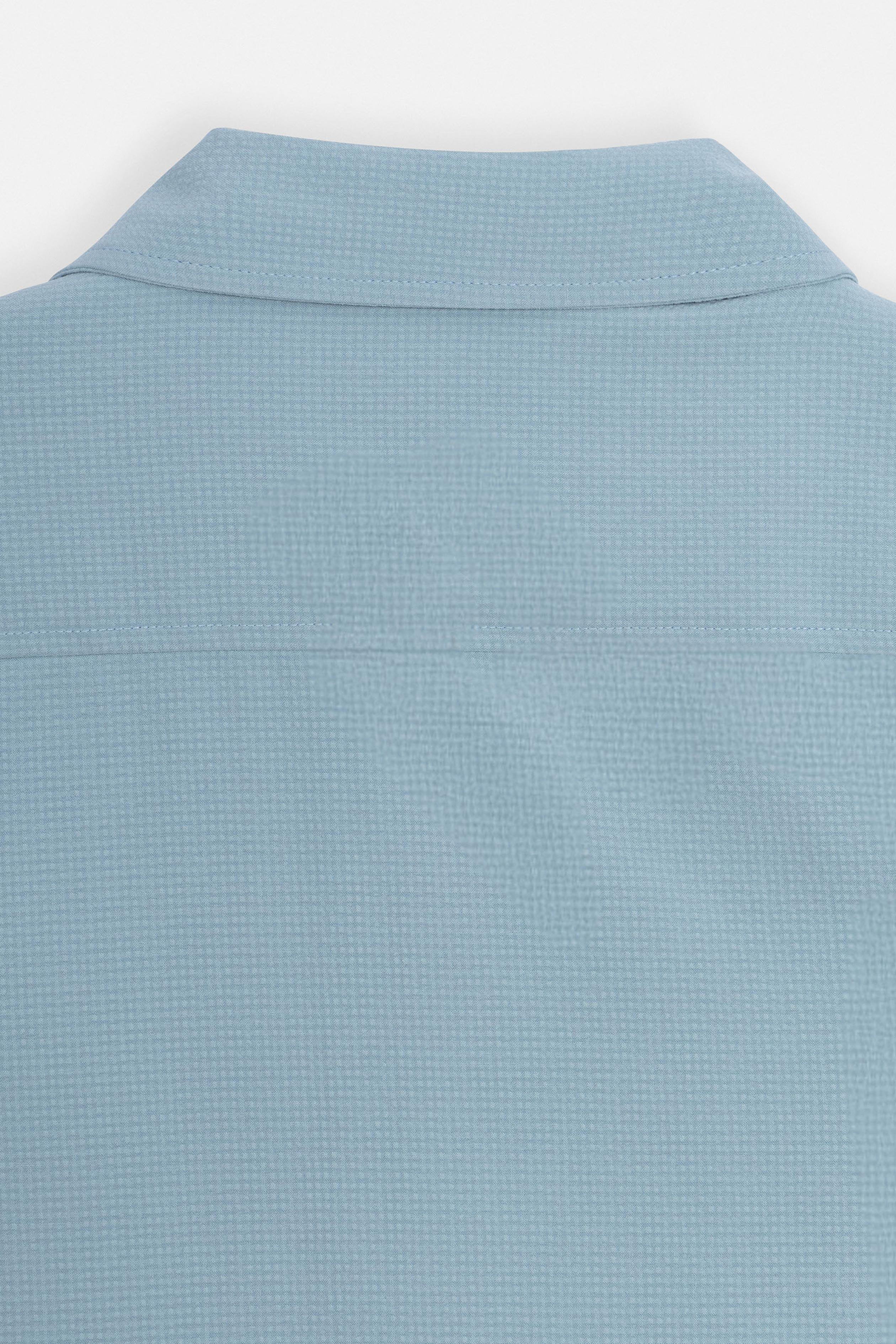Patterned Light Blue Button-Up Over-Shirt - Image 8