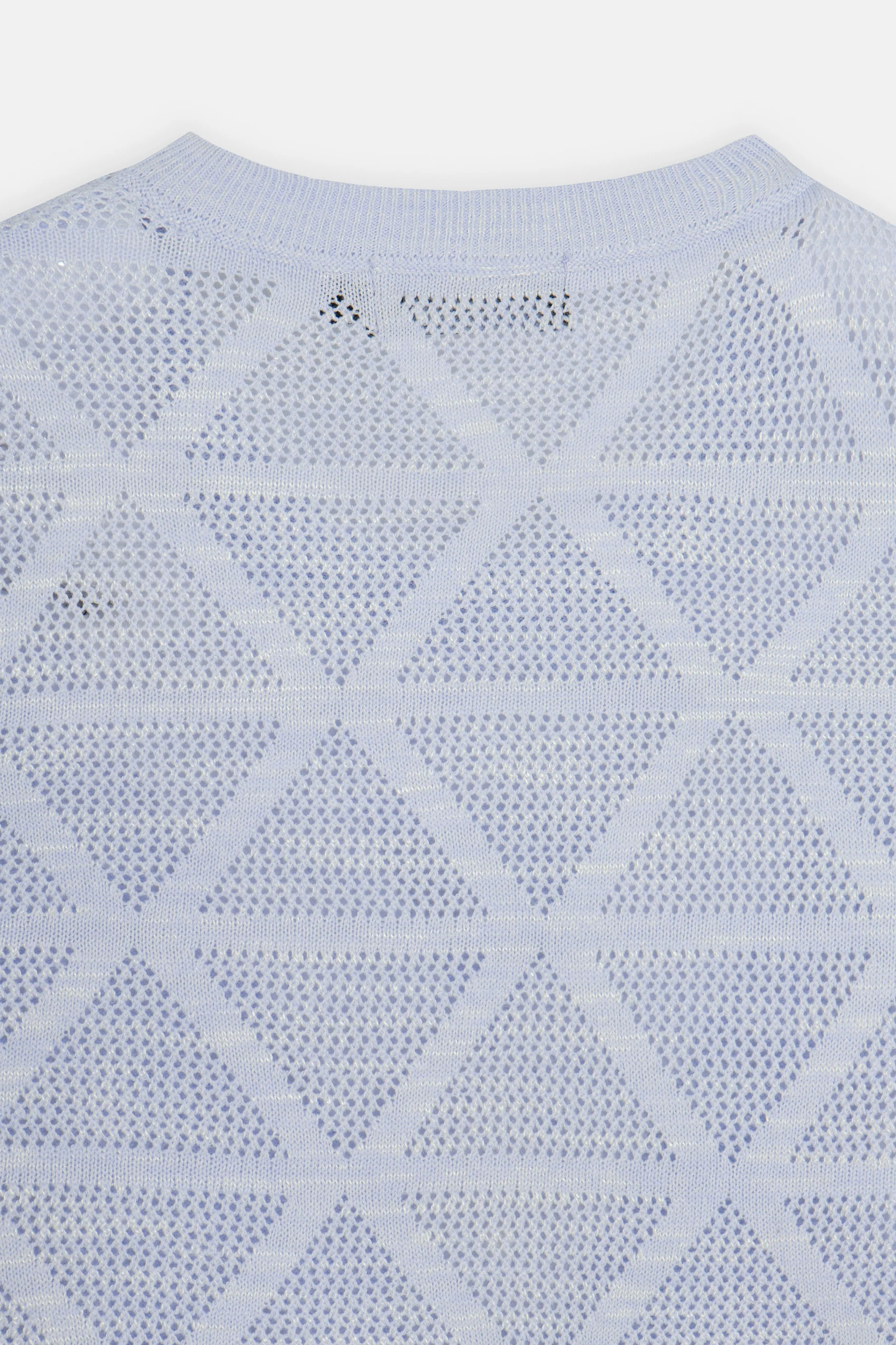 Patterned Light Mauve Knitted Polo T-Shirt - Image 4