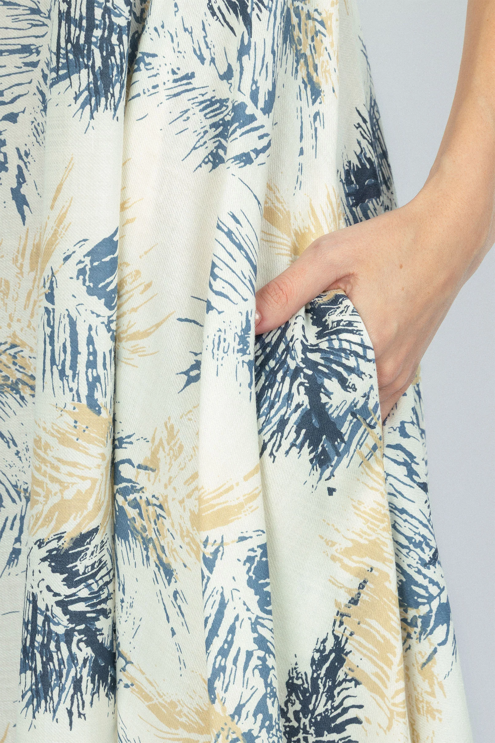 Printed Petroleum Twill Long Casual Dress - Image 4