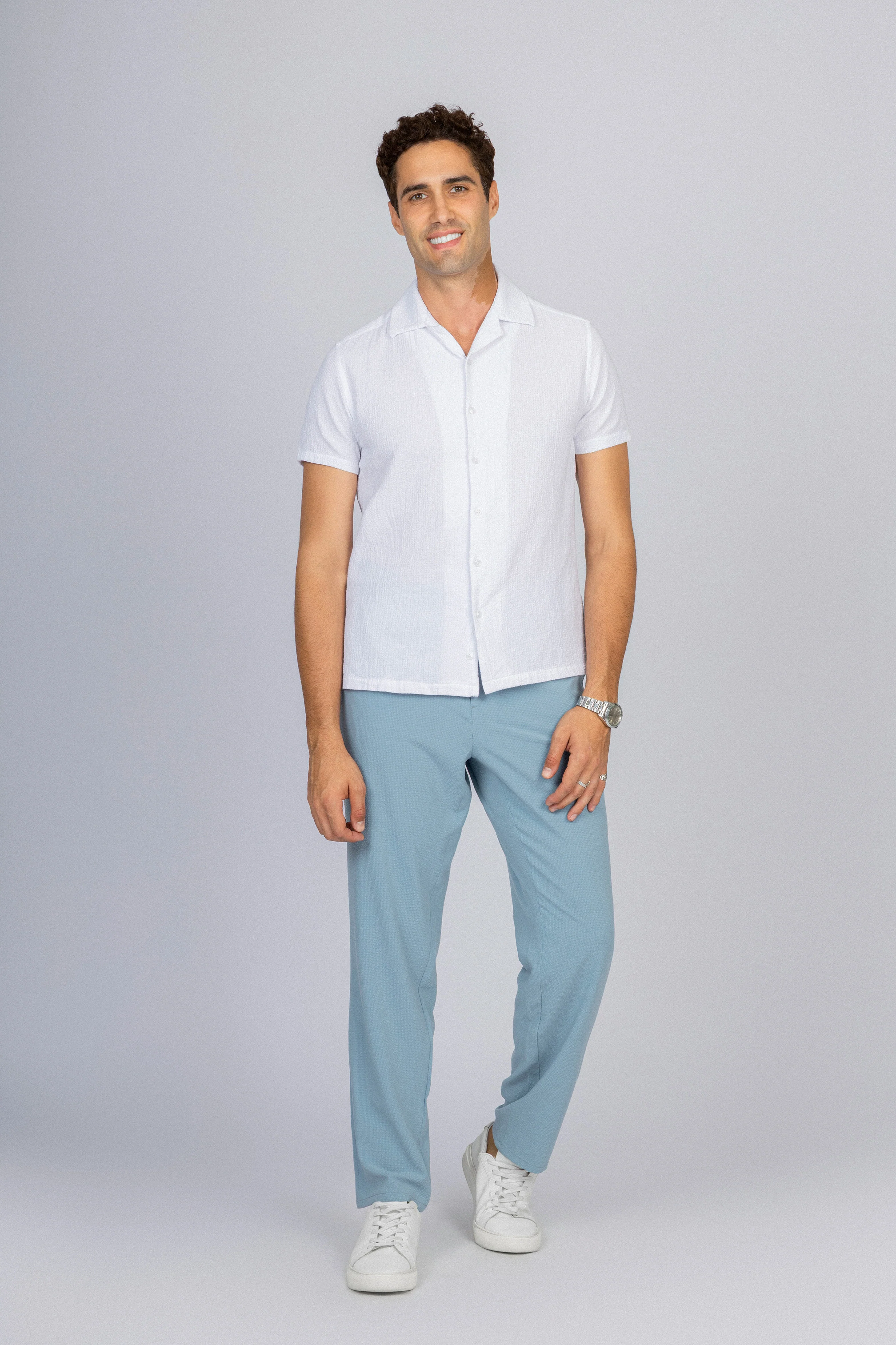 Patterned White Short Sleeves Shirt - Image 2