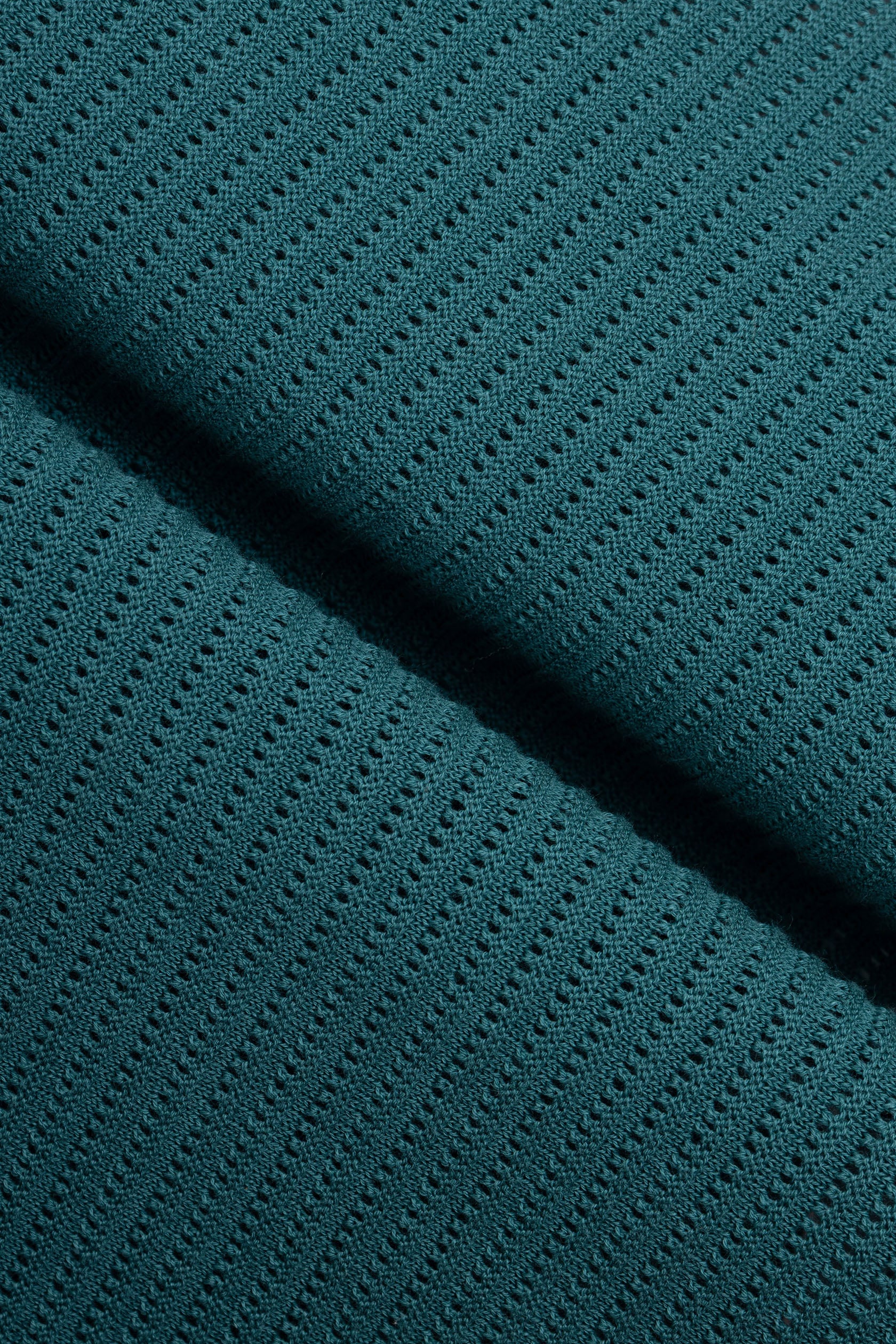 Petrol Blue Open-Stitch Knitted Polo - Image 5