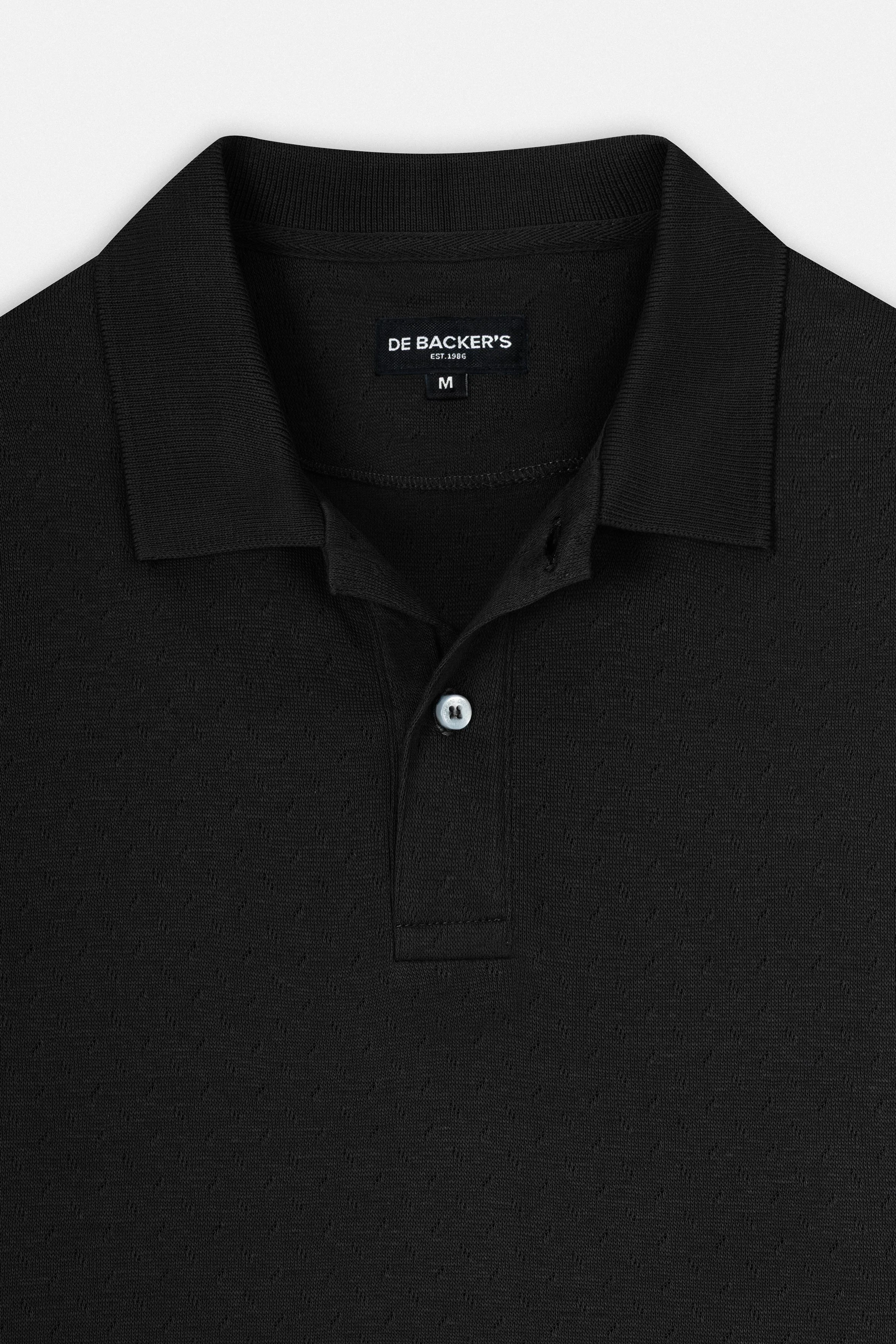 Jacquard Pique Basic Black Polo - Image 2