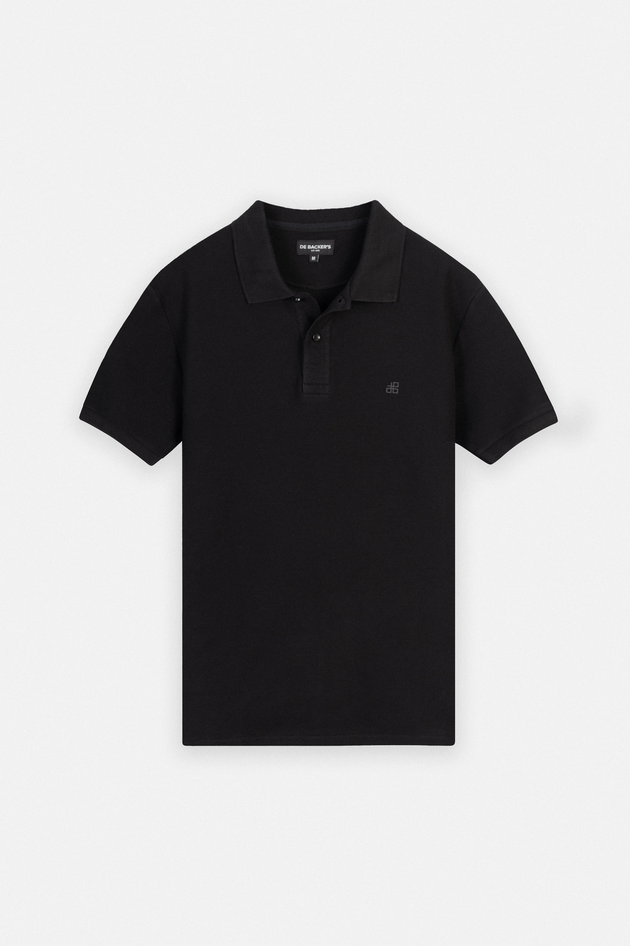 Pique Black Cotton Polo