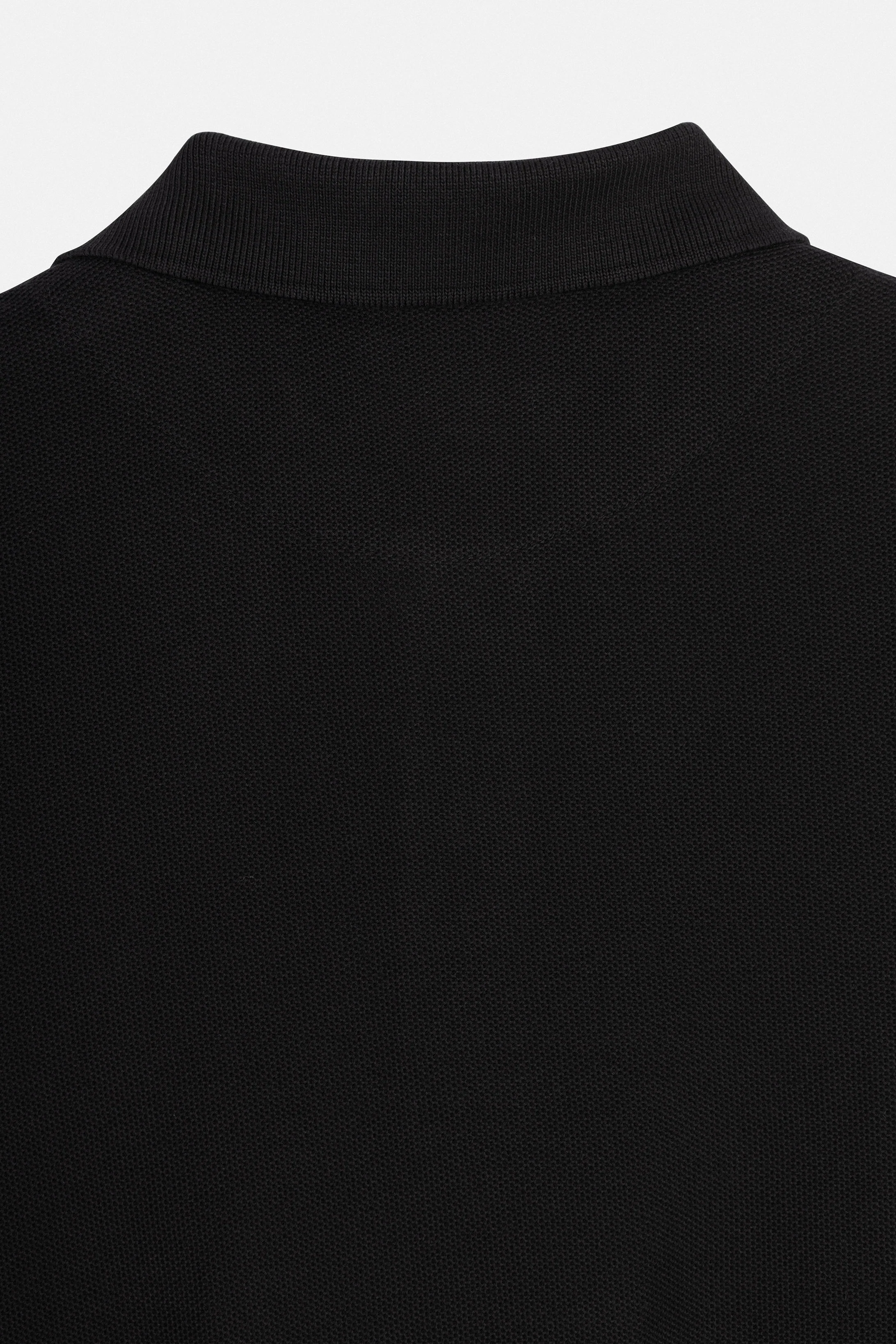 Pique Black Cotton Polo - Image 3