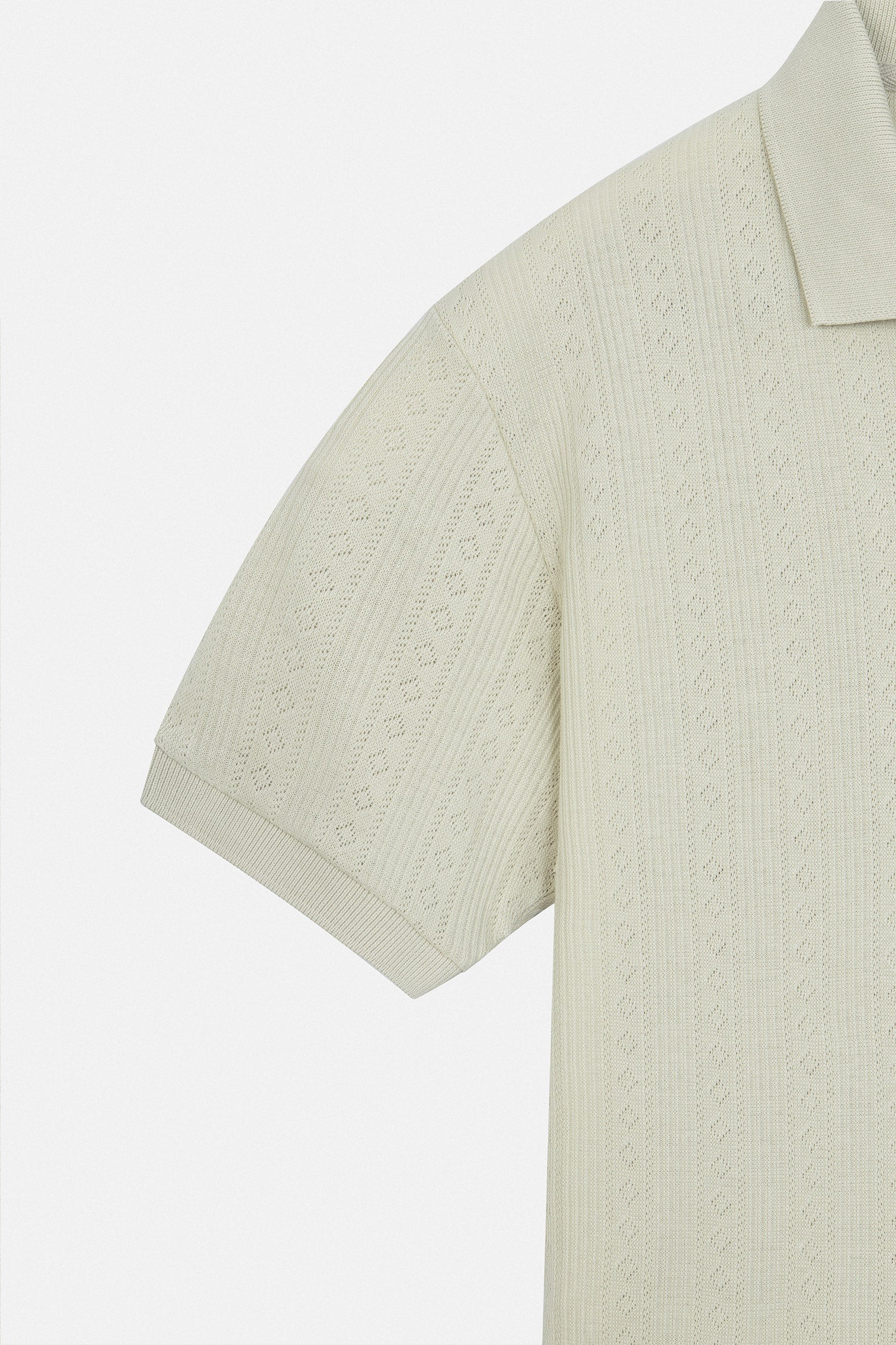 Pique Jacquard  Beige Cotton Polo - Image 3