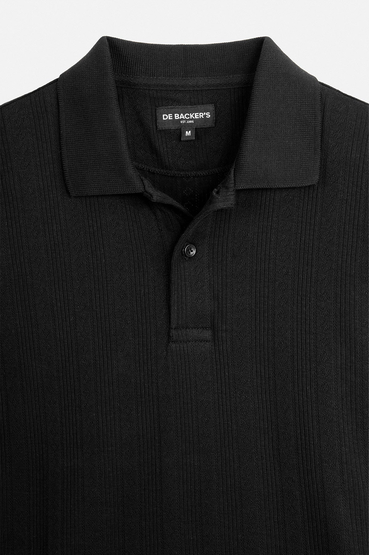 Pique Jacquard  Black Cotton Polo - Image 5