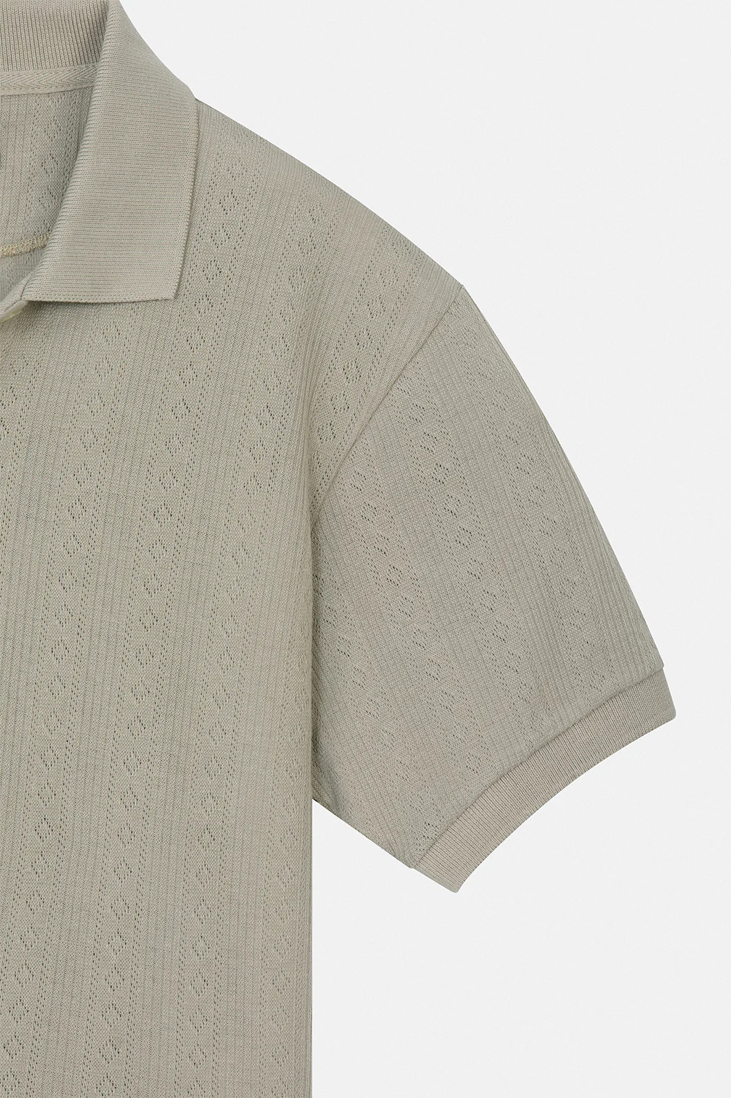 Pique Jacquard Coffee Cotton Polo - Image 3