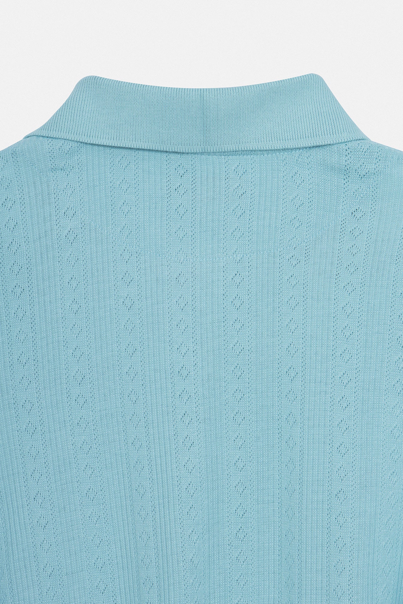 Pique Jacquard  Powder Blue Cotton Polo - Image 4
