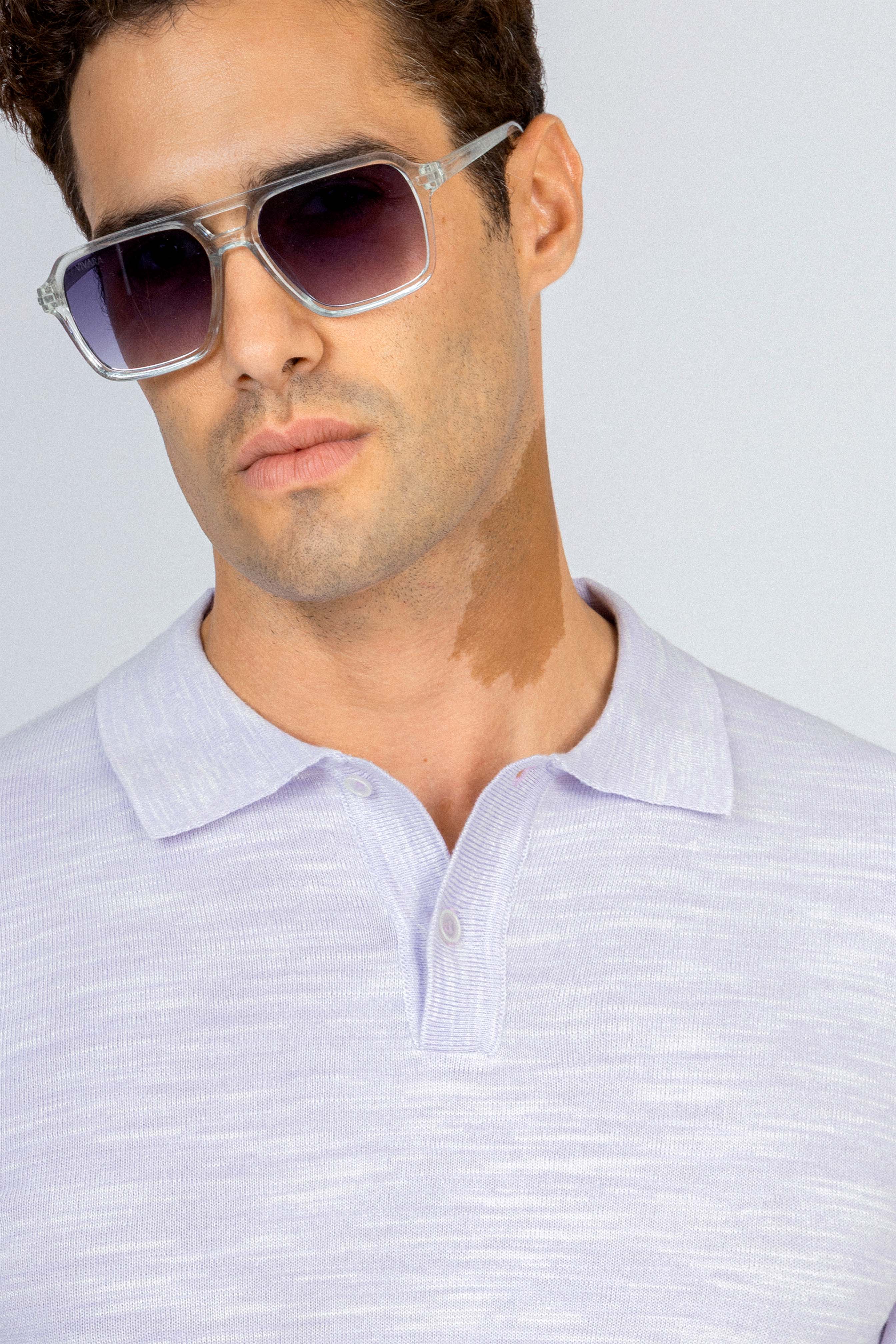 Knitted Pique Light Mauve Polo T-Shirt - Image 3
