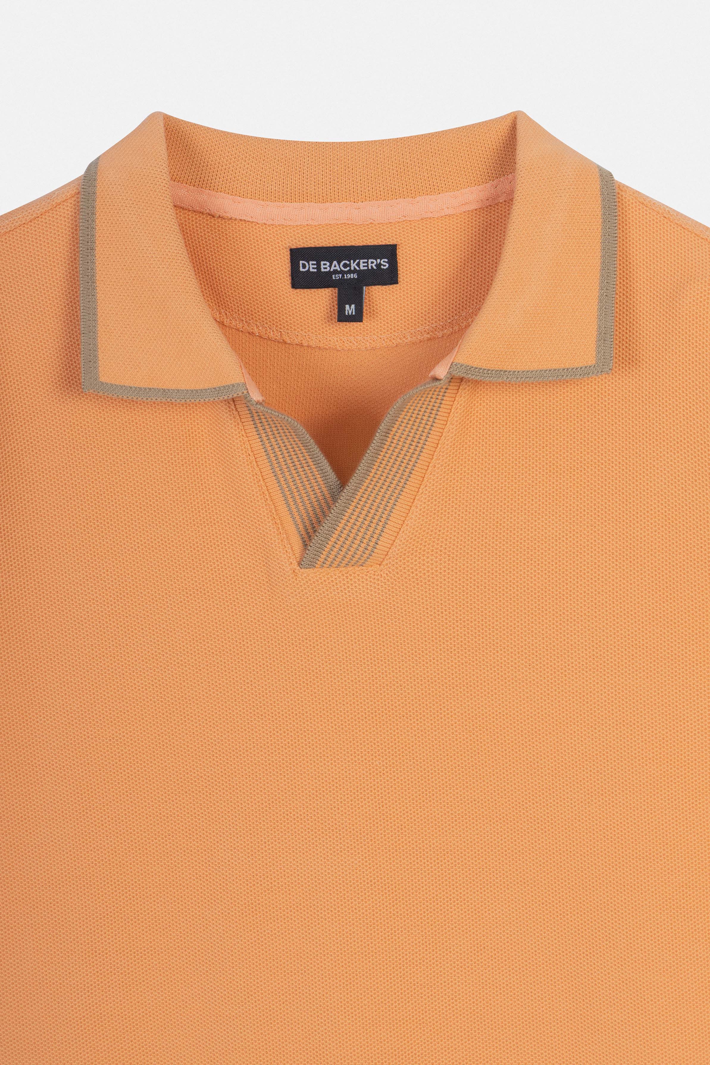 Pique Orange V neck Polo - Image 2