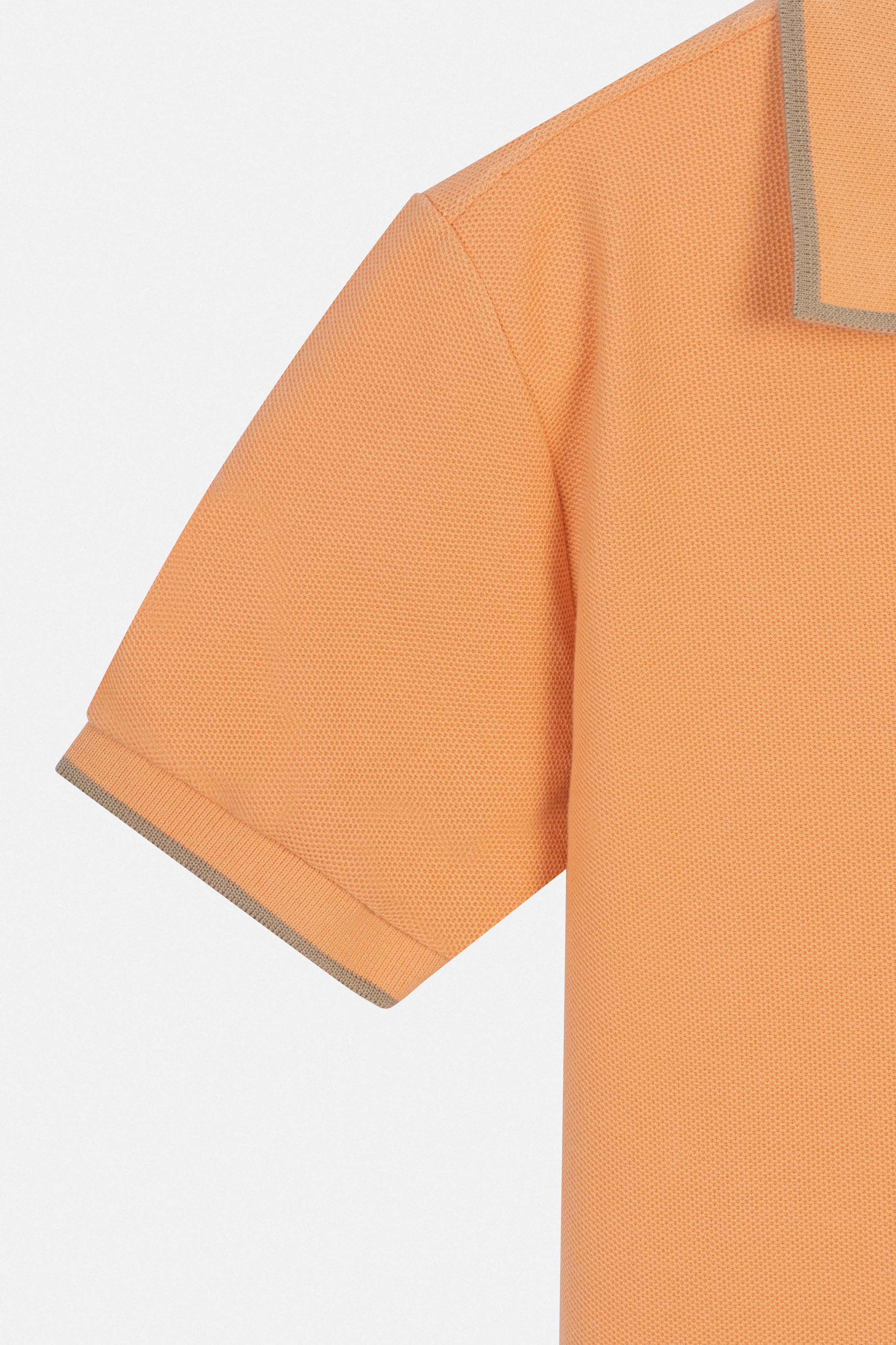 Pique Orange V neck Polo - Image 3