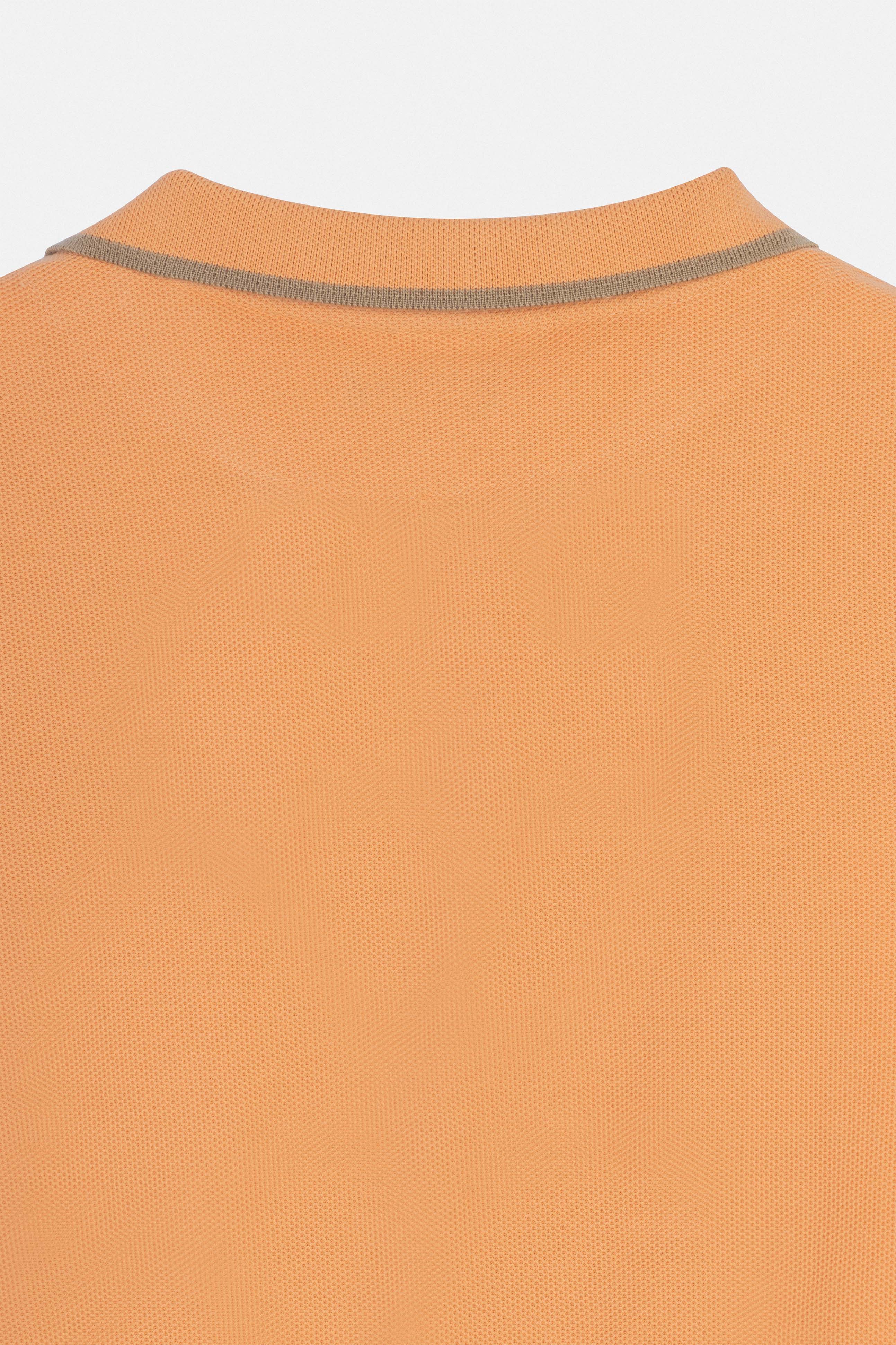 Pique Orange V neck Polo - Image 4