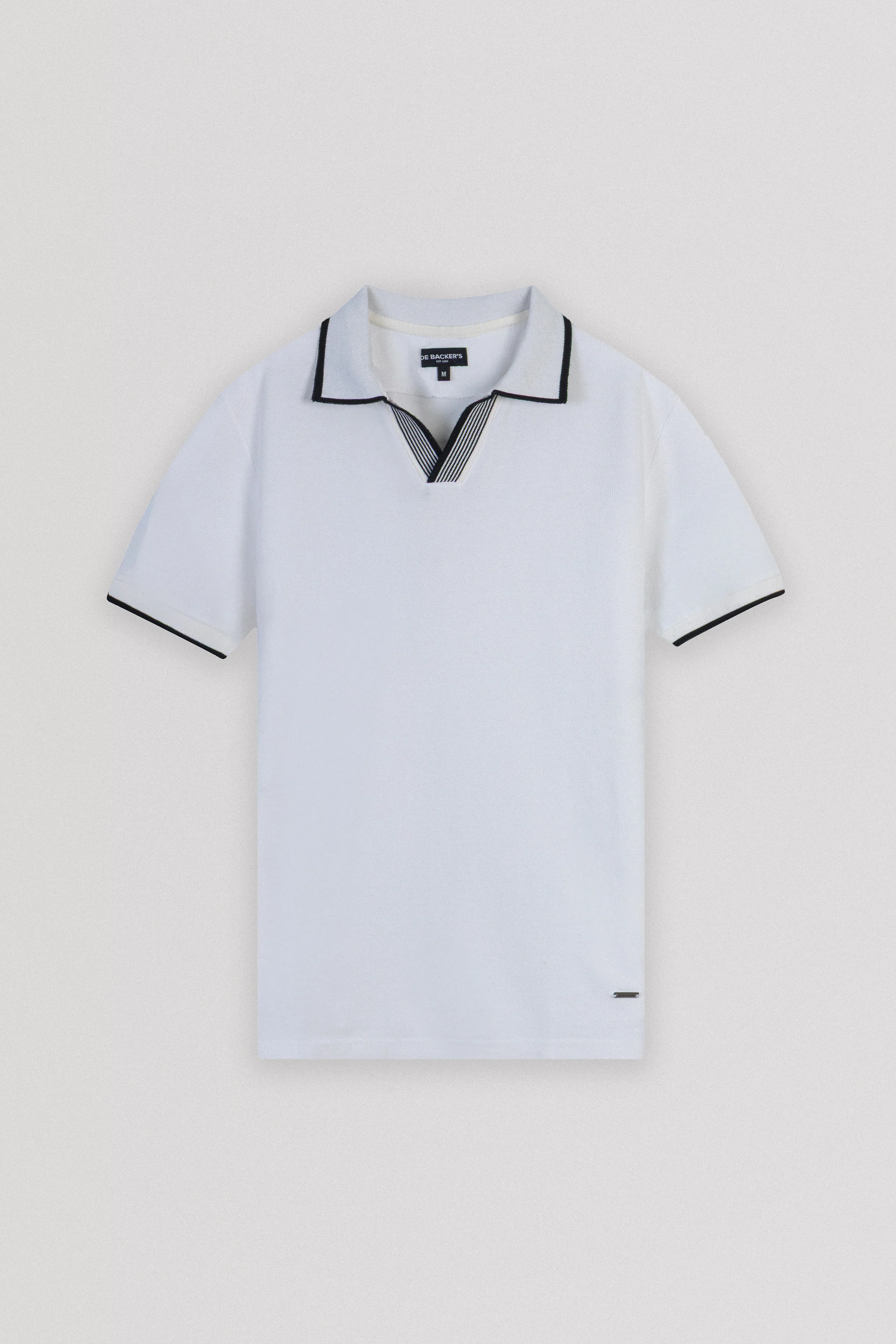 Pique White V neck Polo