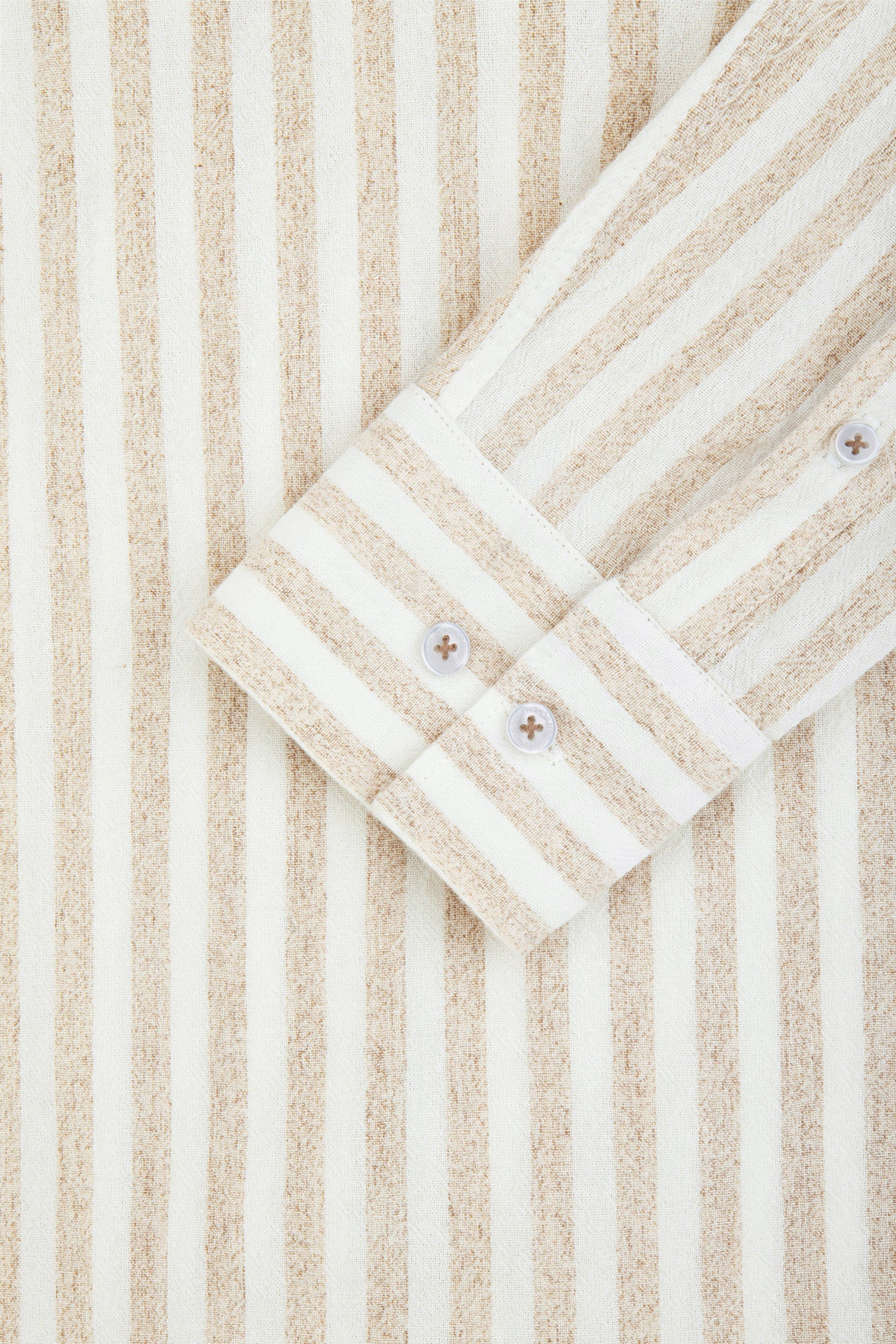 Striped Beige Linen Blend Casual Shirt - Image 6