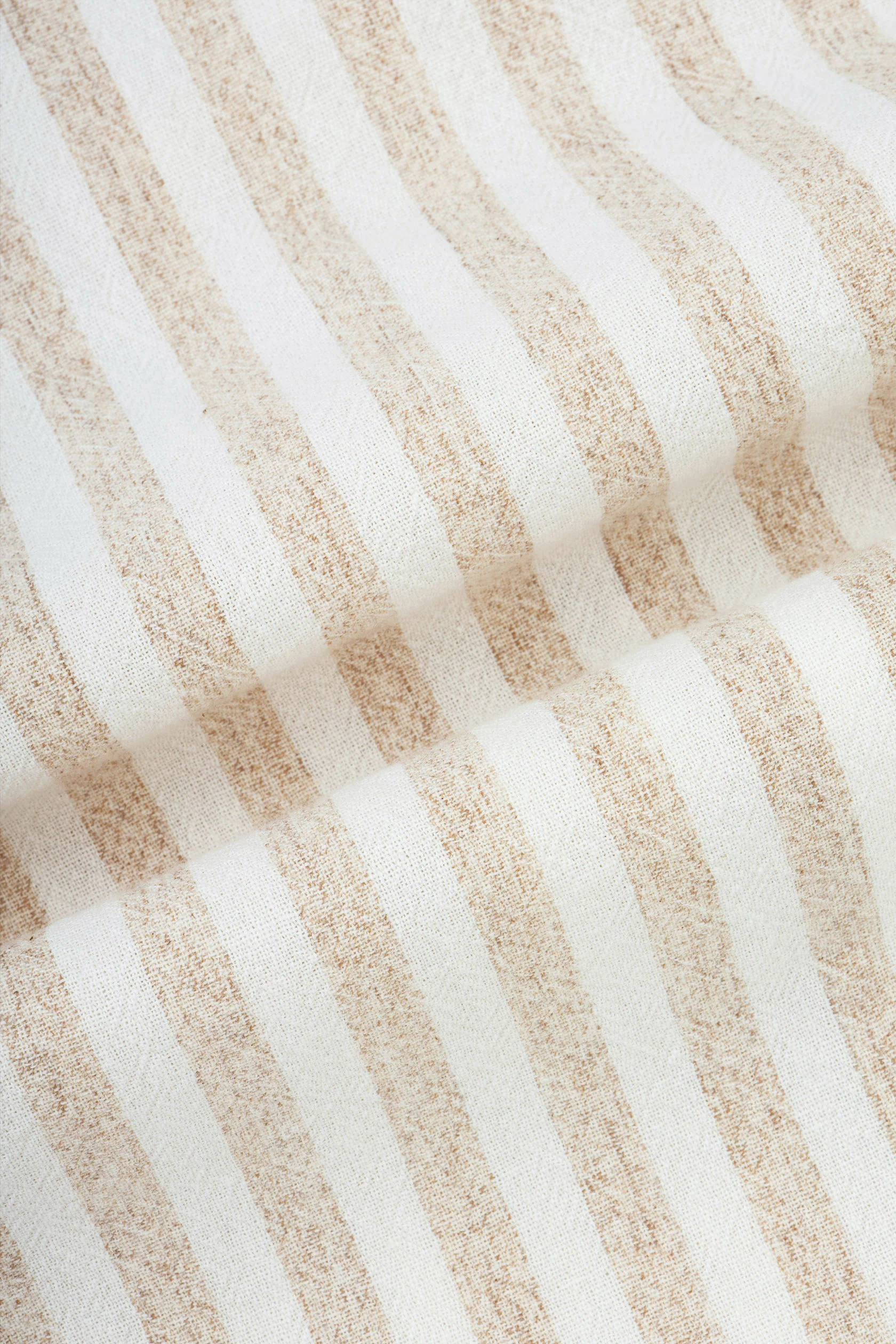 Striped Beige Linen Blend Casual Shirt - Image 7