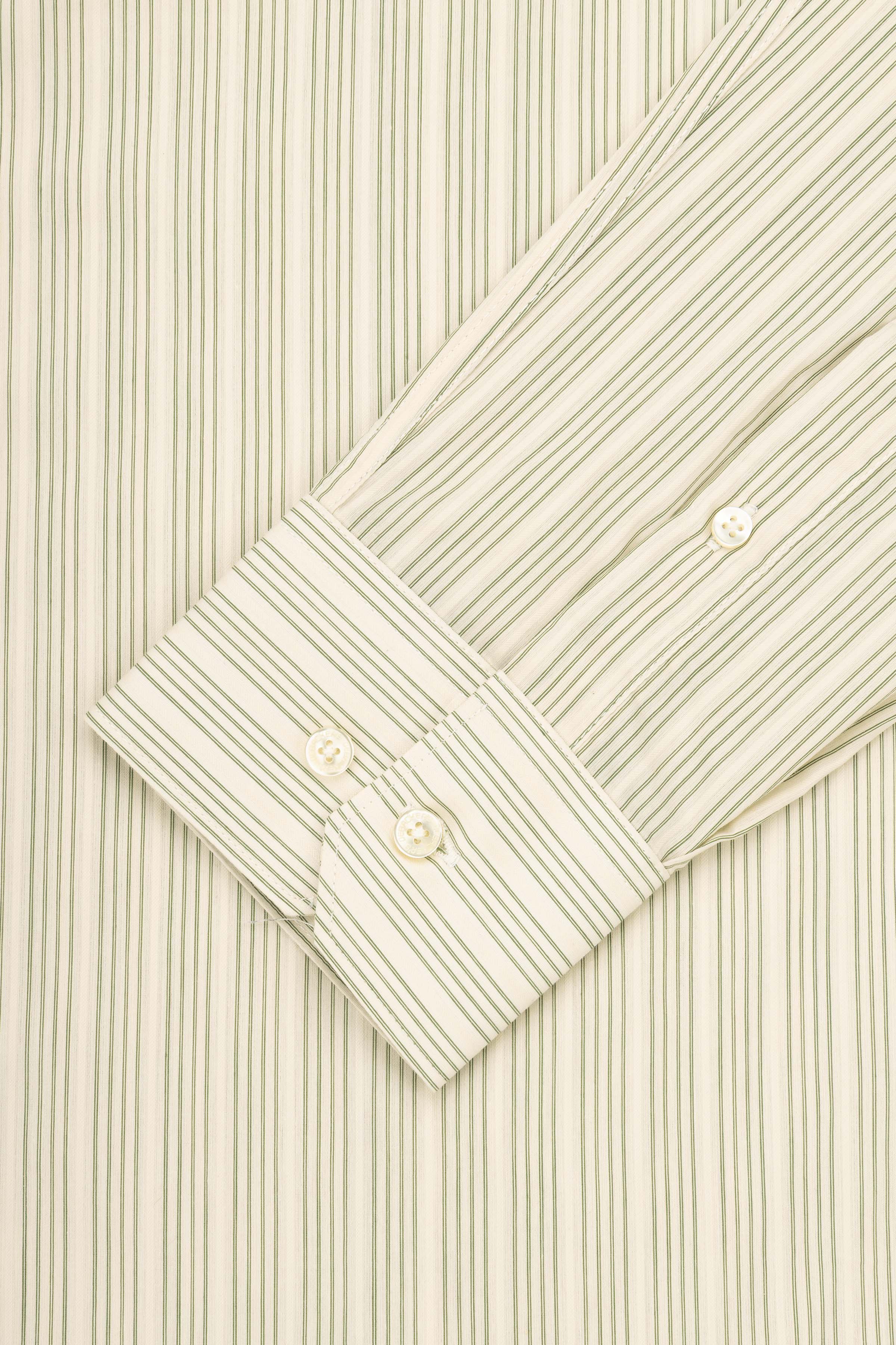 Striped Beige & Pistachio Smart Casual Shirt - Image 3