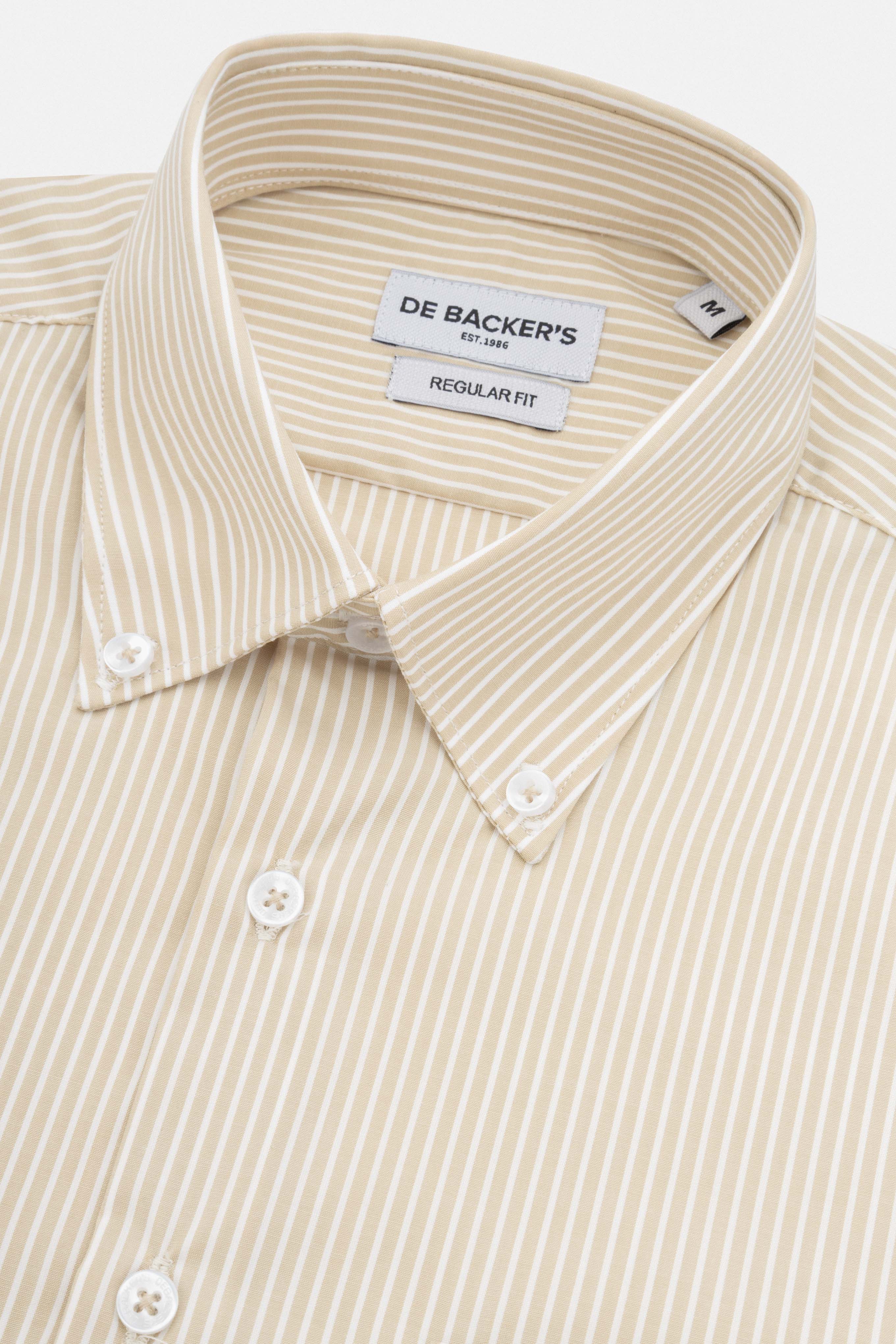 Striped Beige Bamboo Short Sleeves Shirt - Image 2