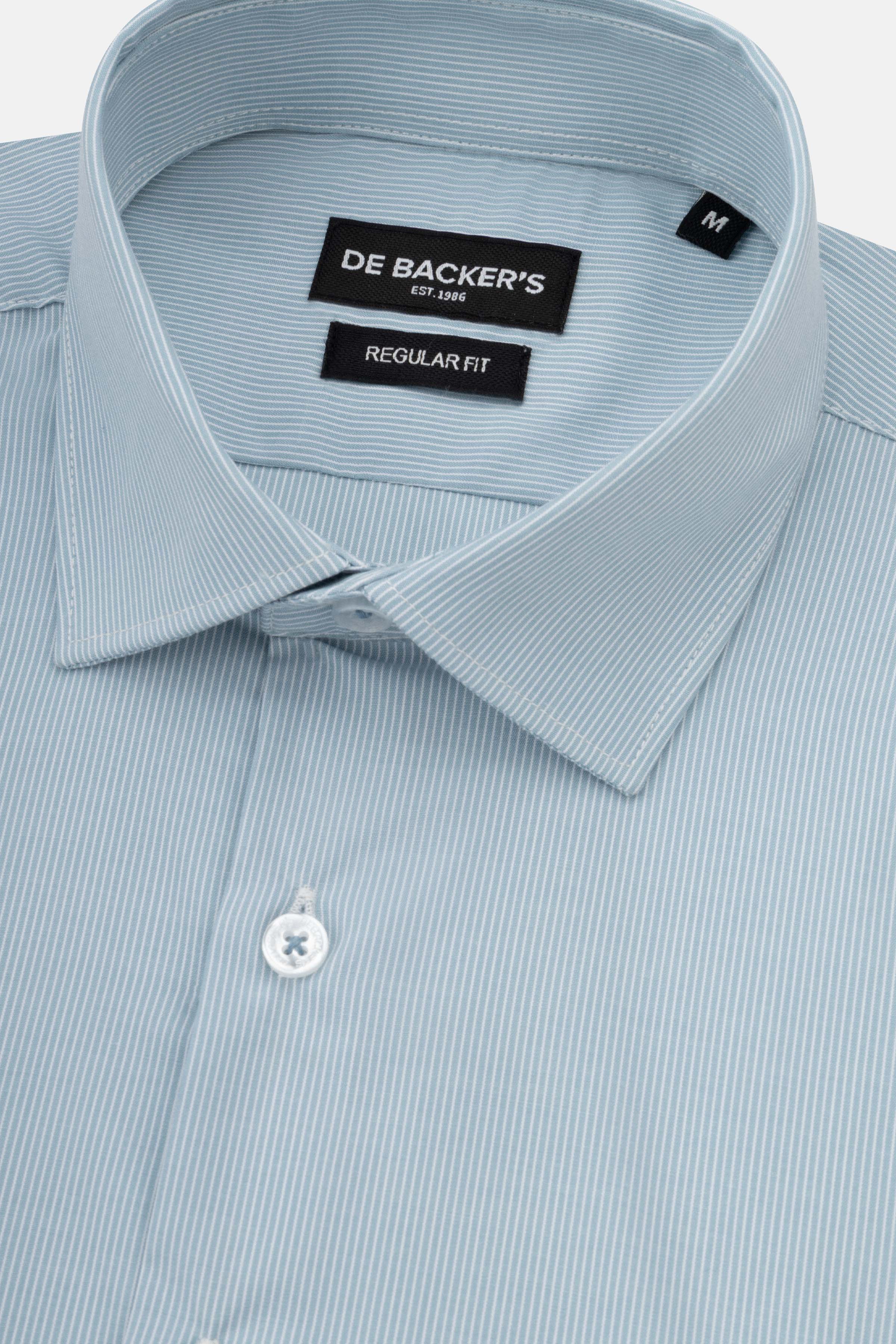Striped Carolina Blue Smart Casual Bamboo Shirt - Image 2