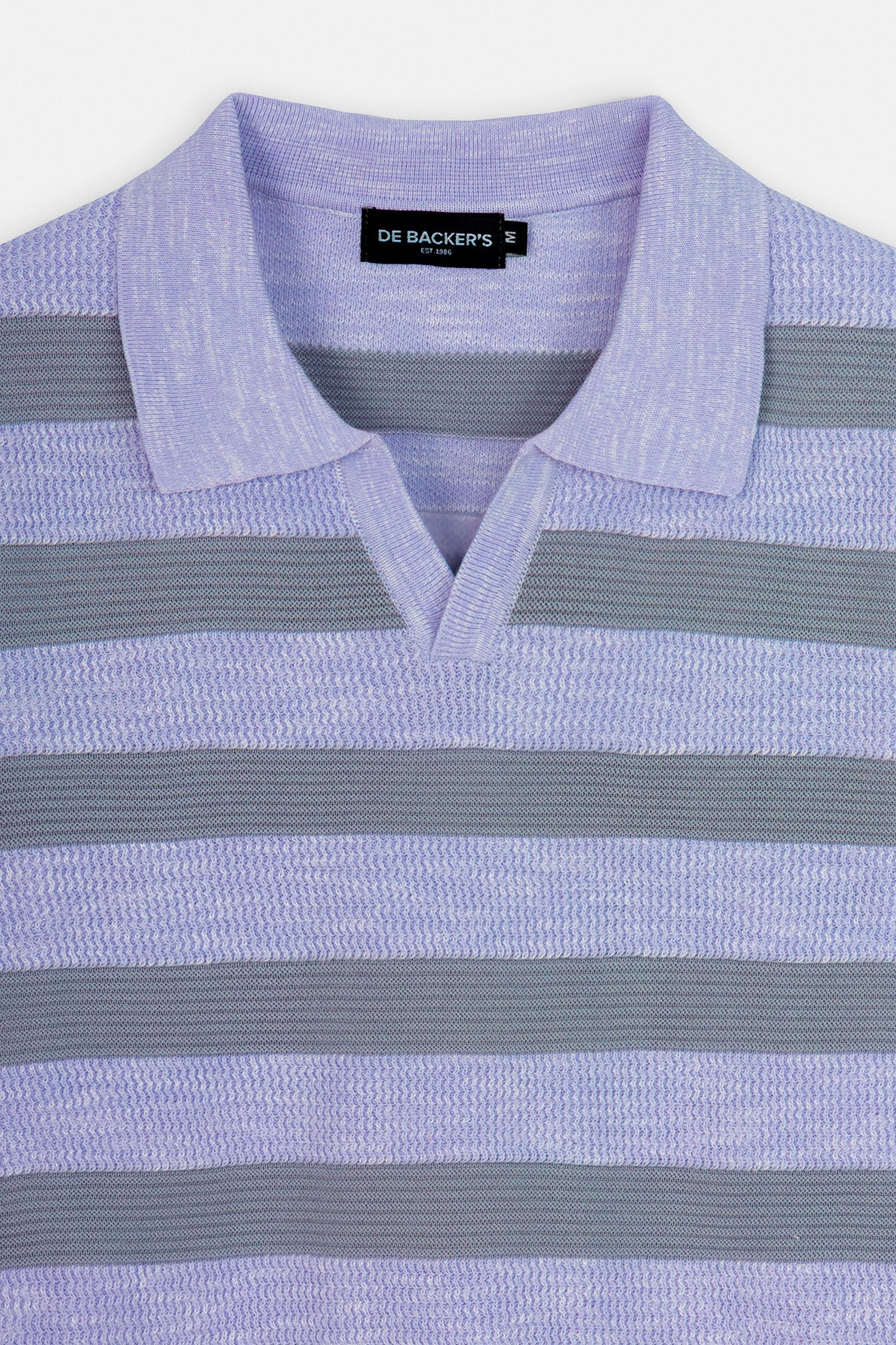Striped Knitted Jacquard Mauve V neck Polo - Image 6
