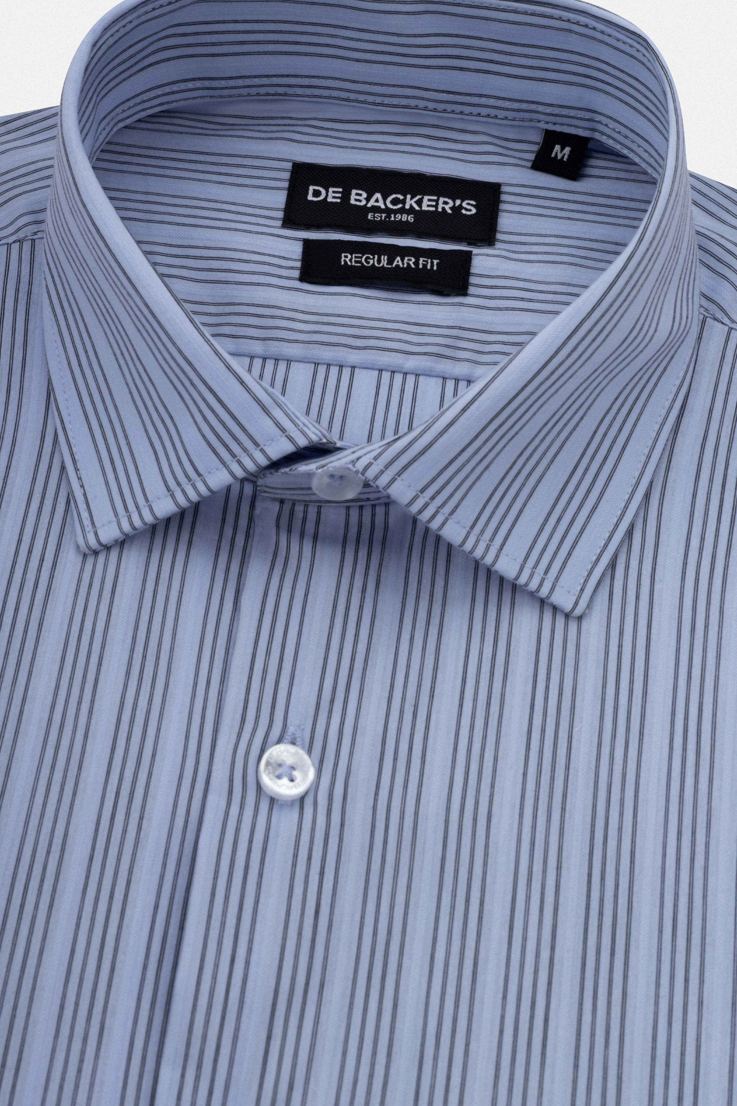 Striped Light Blue & Black Smart Casual Shirt - Image 2