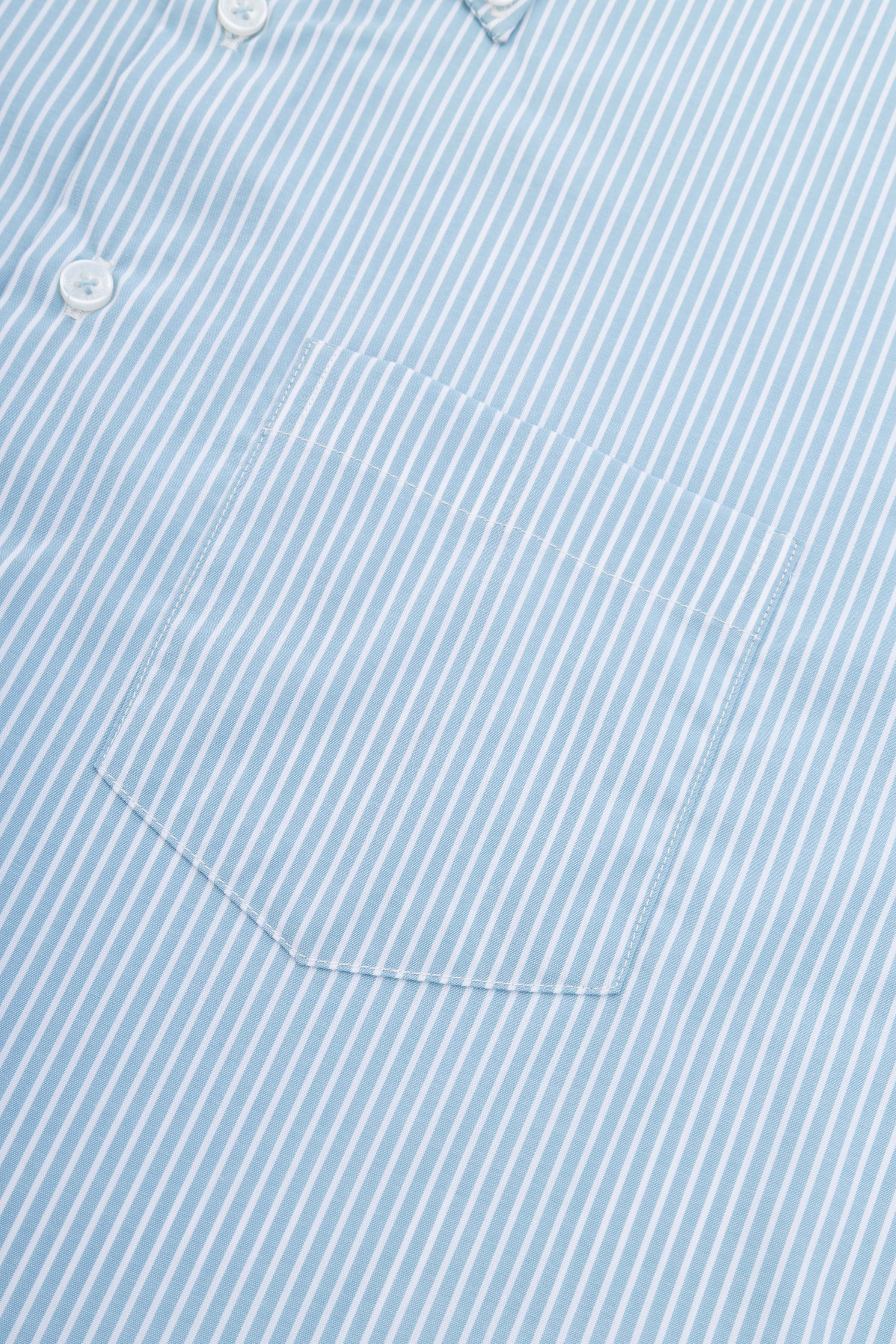 Striped Light Blue Bamboo Short Sleeves Shirt - Image 3