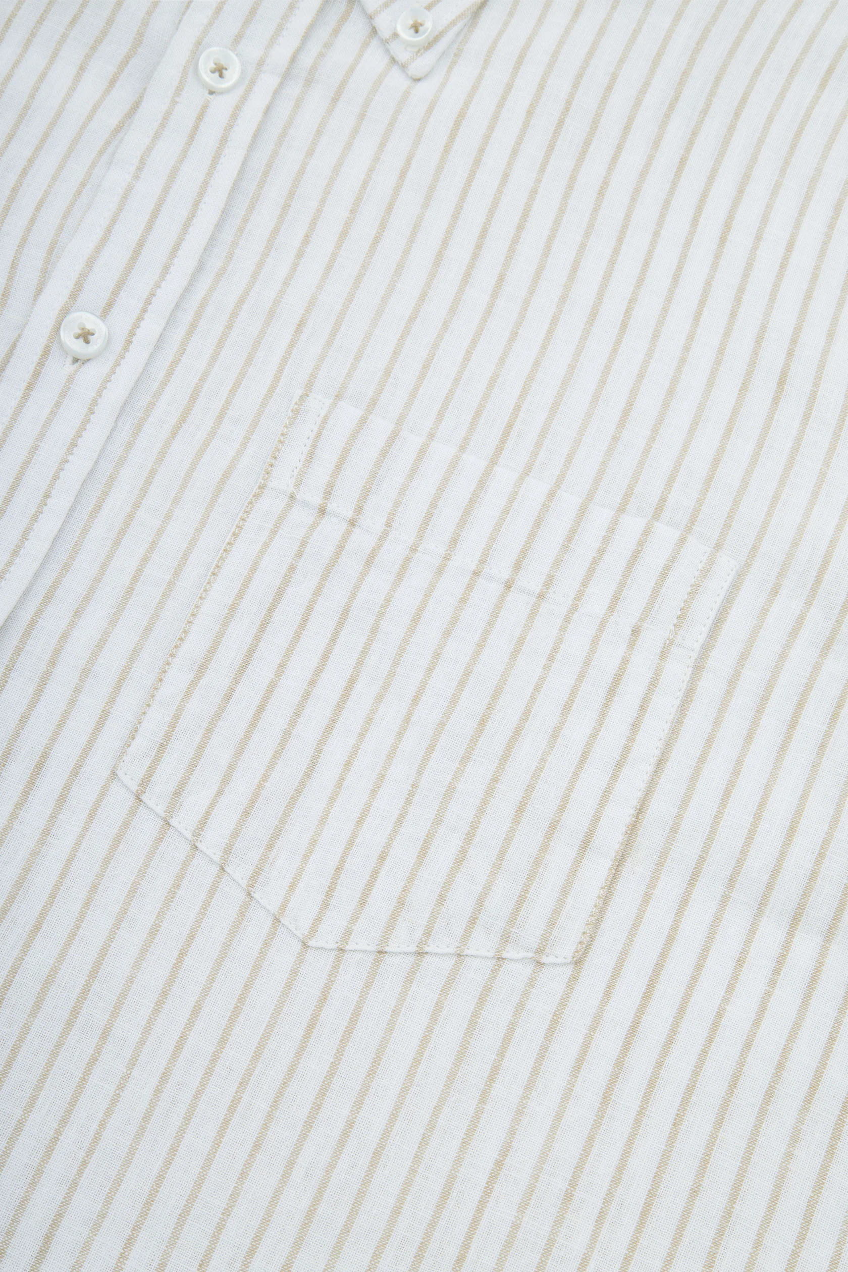 Striped Light Brown Smart Casual Shirt - Image 3